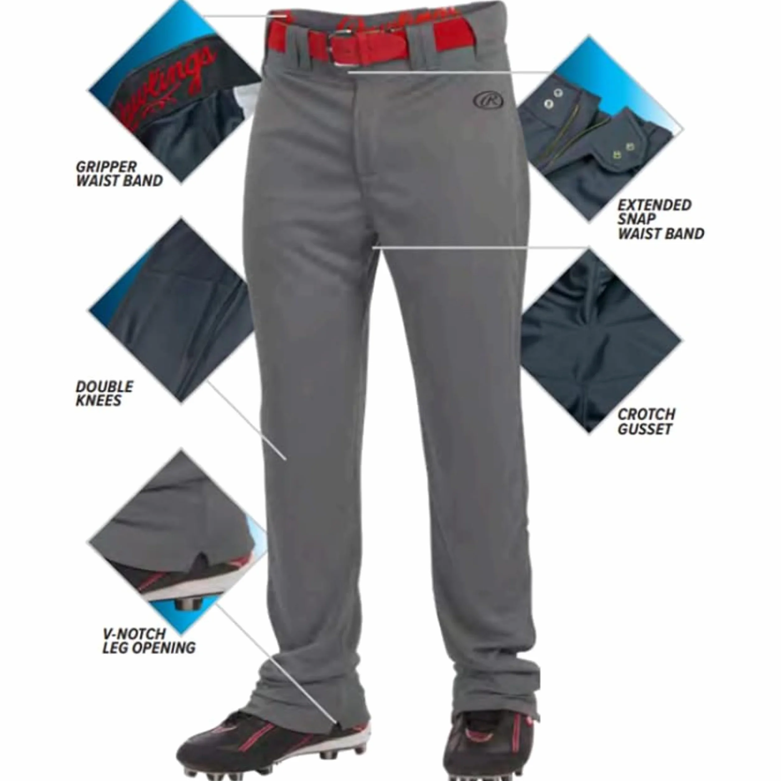 Rawlings Męskie spodnie baseballowe z serii Launch, nieco luźny krój na całej długości, rozmiary dla dorosłych, jednolite, wiele kolorów
