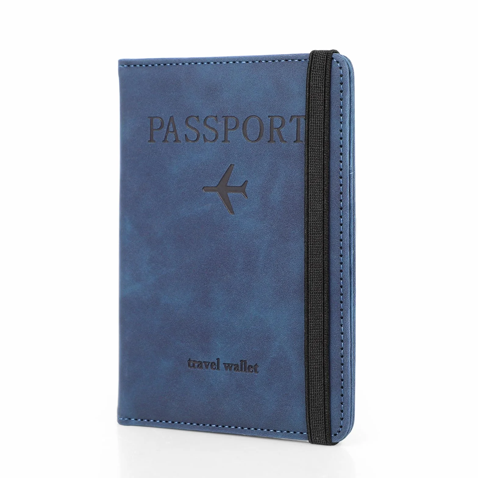 Windfromort Etui na paszport – etui na paszport – organizer na paszport, ze skóry PU, trwały i wodoodporny, chroni paszport, idealny do podróży i codziennego użytku, niebieski, 15x11x1,20cm,