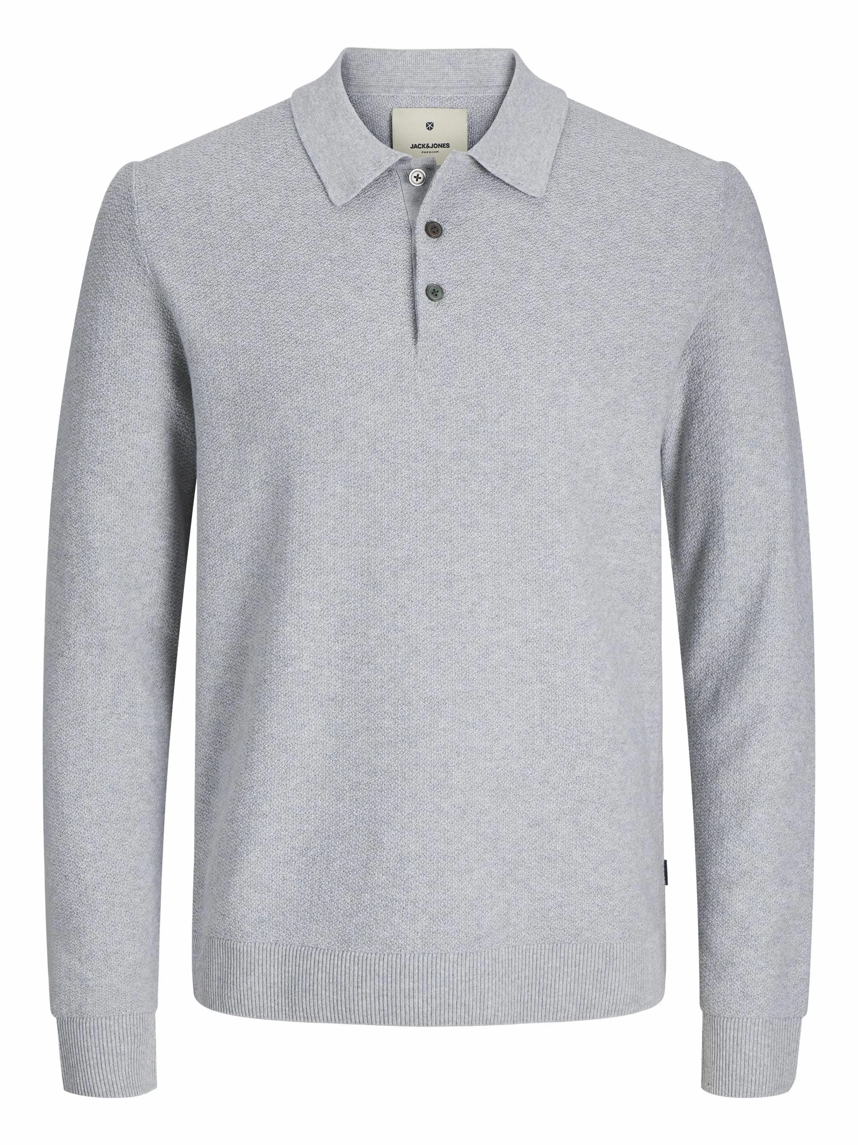Jack & Jones JPRBLUSANDRI Knit Polo LS, jasnoszary melanżowy, S
