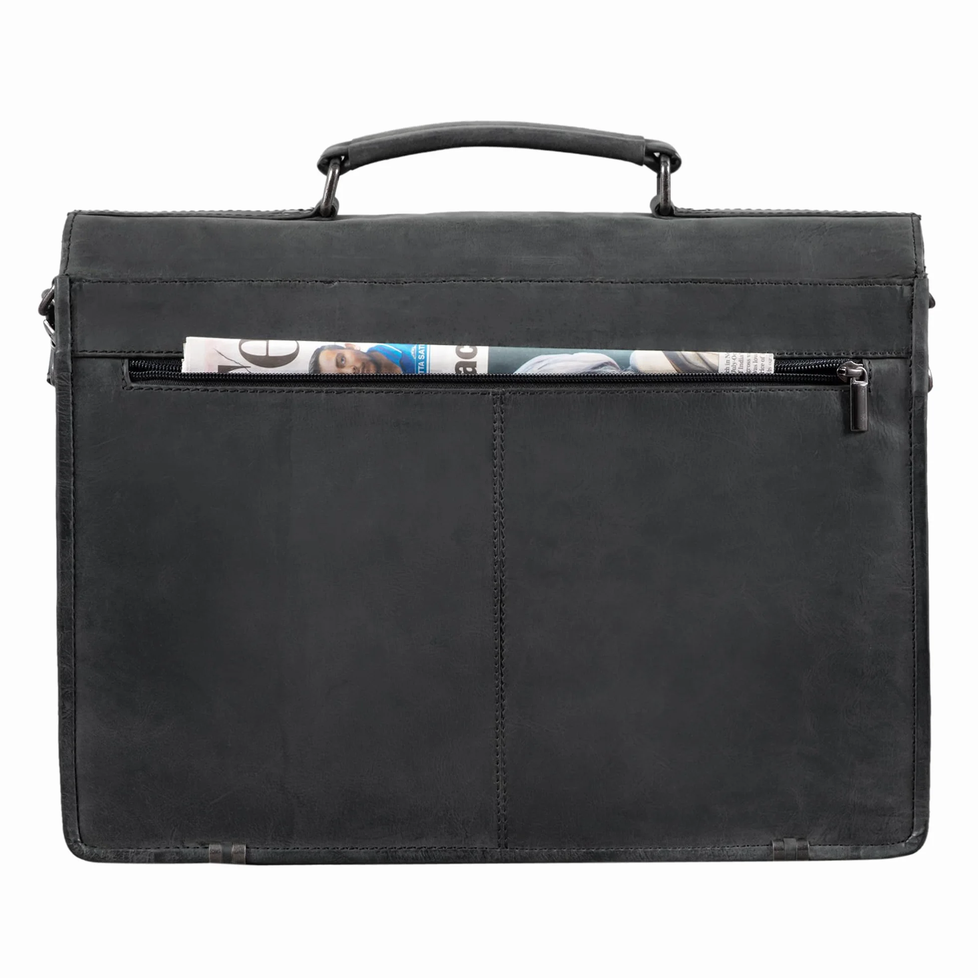 STILORD "Miguel" Classic Leather Briefcase Black Gents duża torba biznesowa torba biurowa z zamkiem do powieszenia 15,6 calowej torby na laptopa Kolor:czarny