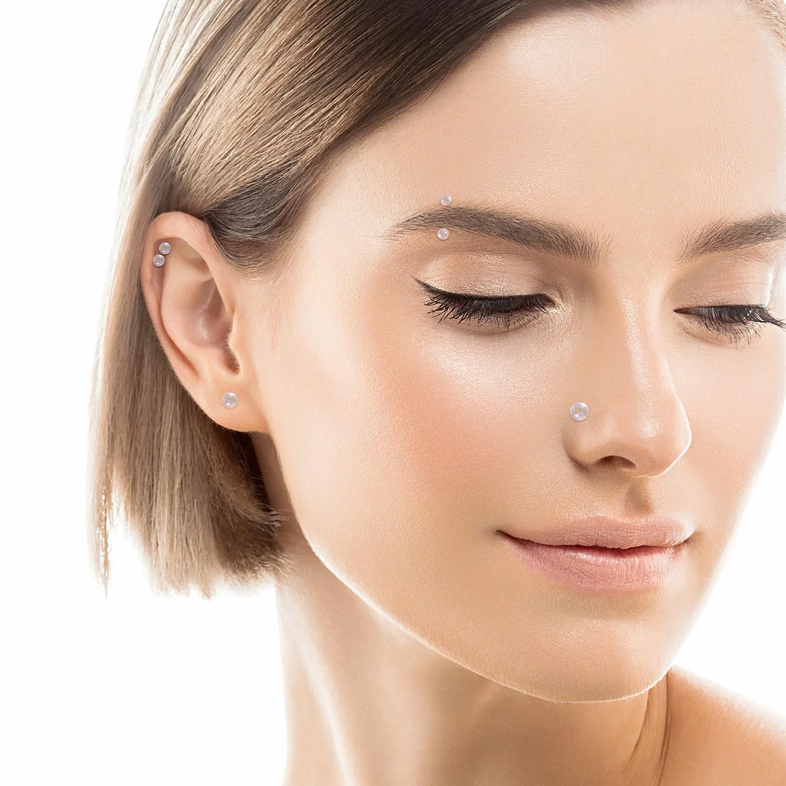 Telooco 43 szt. kolczyków do piercingu, przezroczyste plastikowe kolczyki do nosa, kolczyki do chrząstki przegrody nosowej, brwi, wargi, tragus, biżuteria dla mężczyzn i kobiet