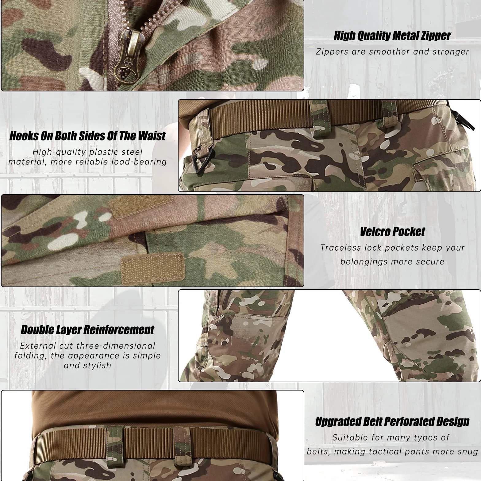 BWBIKE Męskie wojskowe taktyczne spodnie bojowe Paintball Outdoor Cargo Trainning Camo Works spodnie (bez paska), czarne
