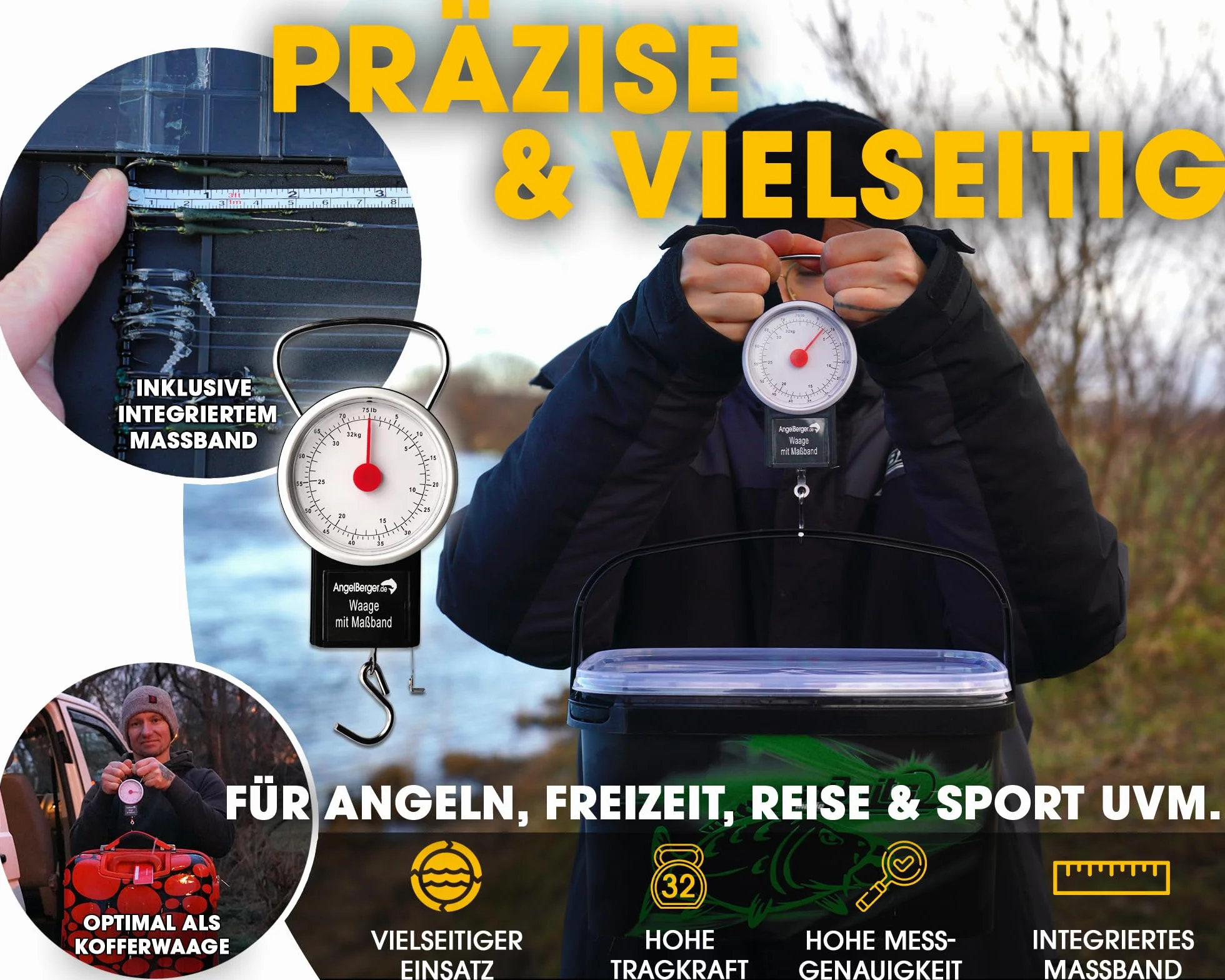 Angel-Berger Waga z taśmą mierniczą, waga wisząca waga wędkarska