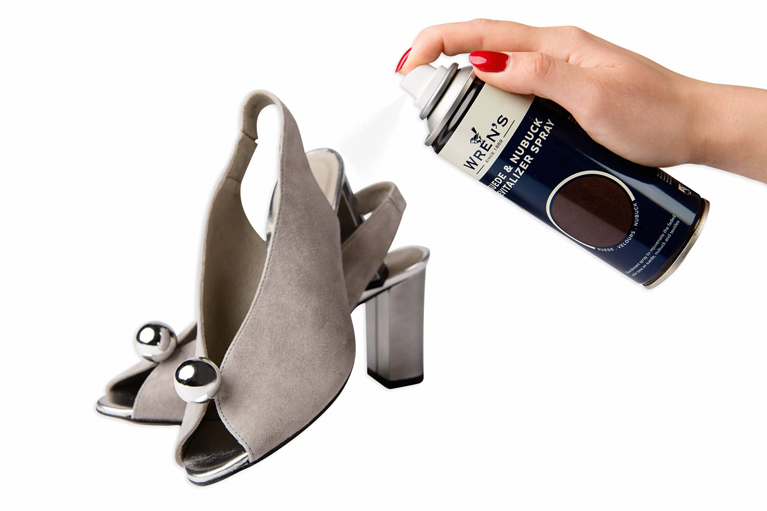 Suede Velours Renovating Spray – odżywia i odmładza wyblakły kolor na zamszu, nubuku, butach tekstylnych, butach i torbach, rewitalizator Wren's Revitalizer, 200 ml - 200 ml (118 - czarny)