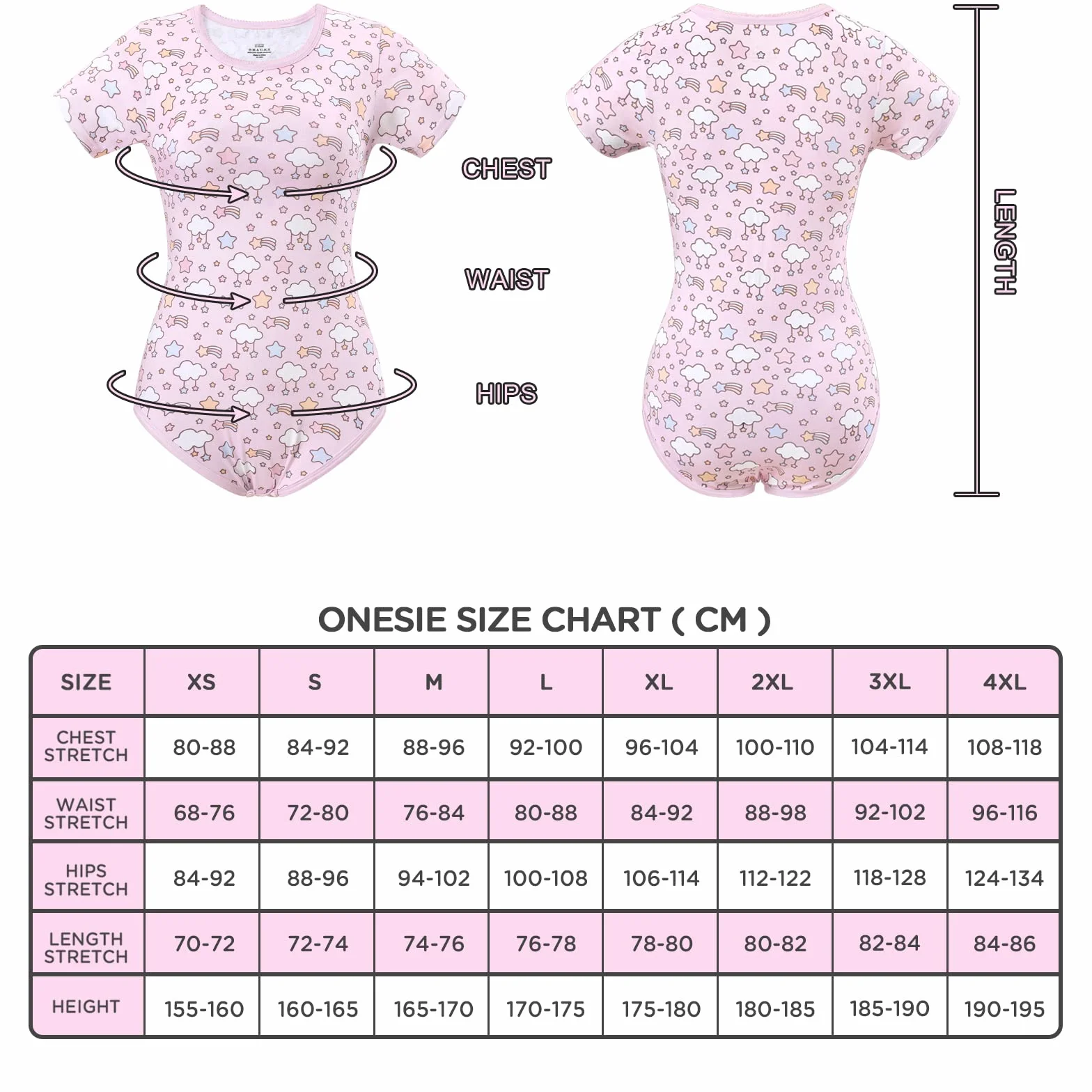 LittleForBig Bawełniany śpioszki Onesie Piżama Bodysuit - Pastelowe Niebo Bodysuit