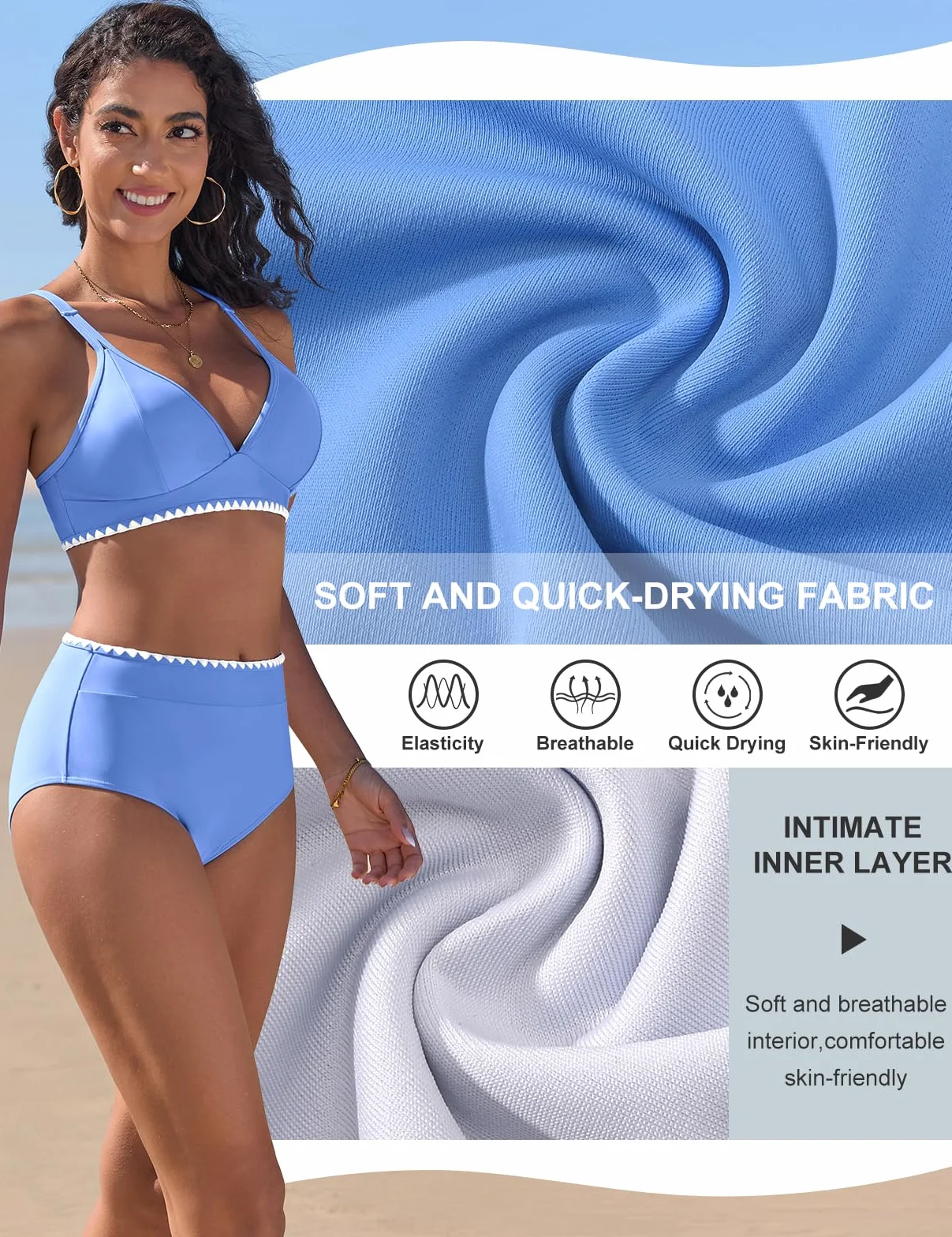 UMIPUBO Damski dwuczęściowy strój kąpielowy push-up seksowne głębokie bikini z wysokim stanem wyściełany biustonosz seksowny strój kąpielowy Cross Beachwear