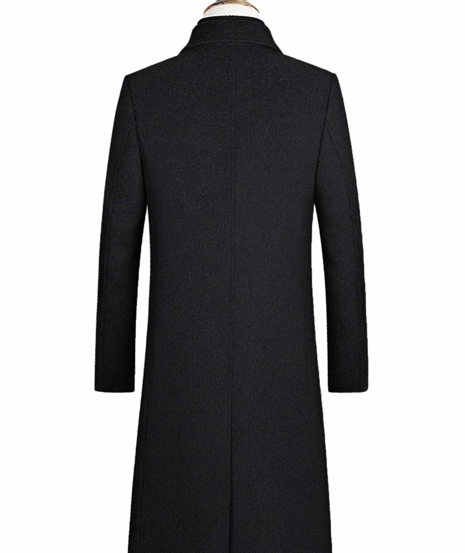 ECDAHICC Płaszcz zimowy, męski, długi płaszcz wełniany, slim fit, dwurzędowy płaszcz męski, biznesowy, bawełna, płaszcz wełniany