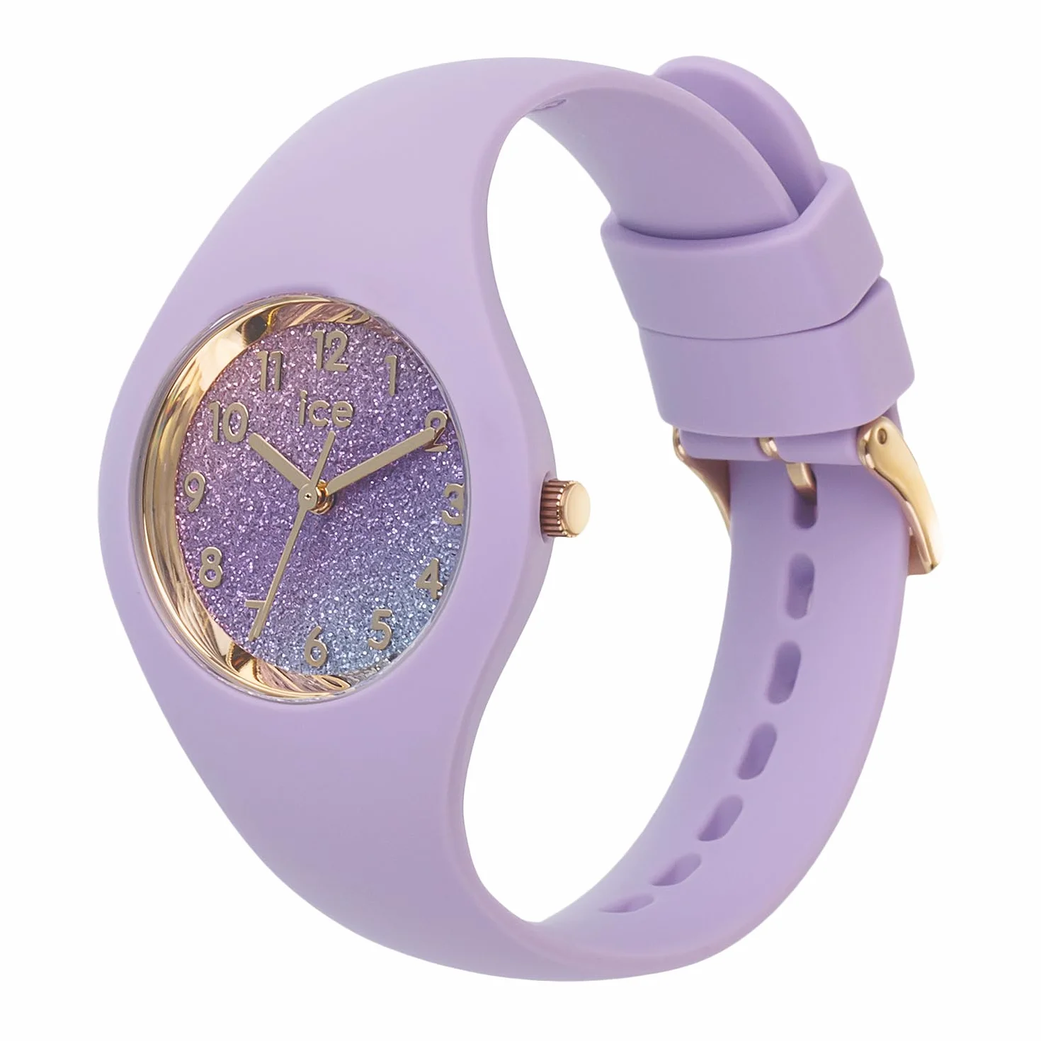 Ice-Watch ICE glitter Lilac cosmic - Fioletowy damski zegarek z plastikowym paskiem - 022570 (Mały -)