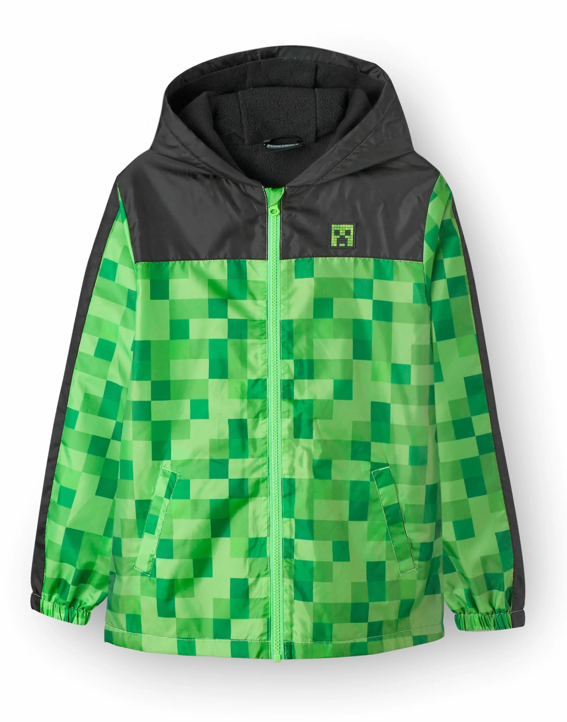 Minecraft Boys kurtka wodoodporna bluza z kapturem Creeper Fleece obszyty płaszcz przeciwdeszczowy