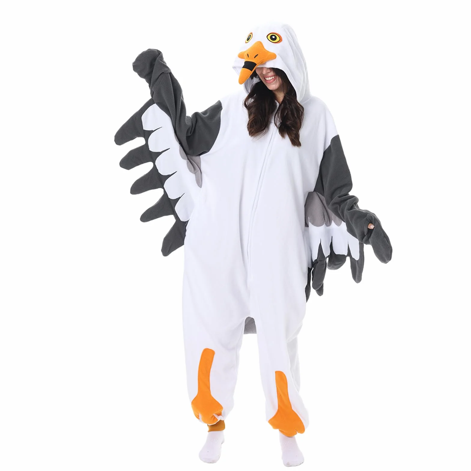 LANFAN Onesie kostium mewy dla dorosłych piżama, dla mężczyzn i kobiet, unisex, Cosplay, zwierzęta, pluszowa bielizna nocna, kombinezon na Halloween, kombinezon dla mężczyzn i kobiet