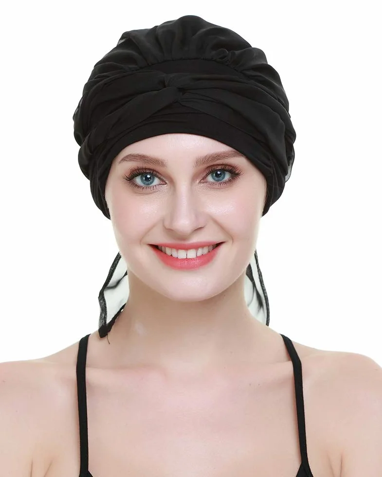 FocusCare chemo turban nakrycie głowy dla kobiet po chemioterapii chorych na raka, czarny (pure black), jeden rozmiar