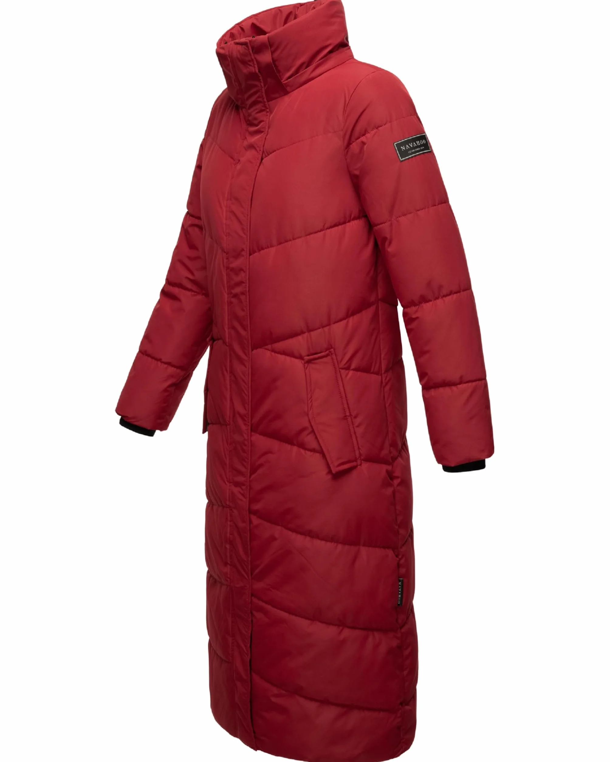 Navahoo Damski płaszcz zimowy, pikowany, bardzo długi, ze zdejmowanym kapturem, przyciąga wzrok XIV XS-XXL