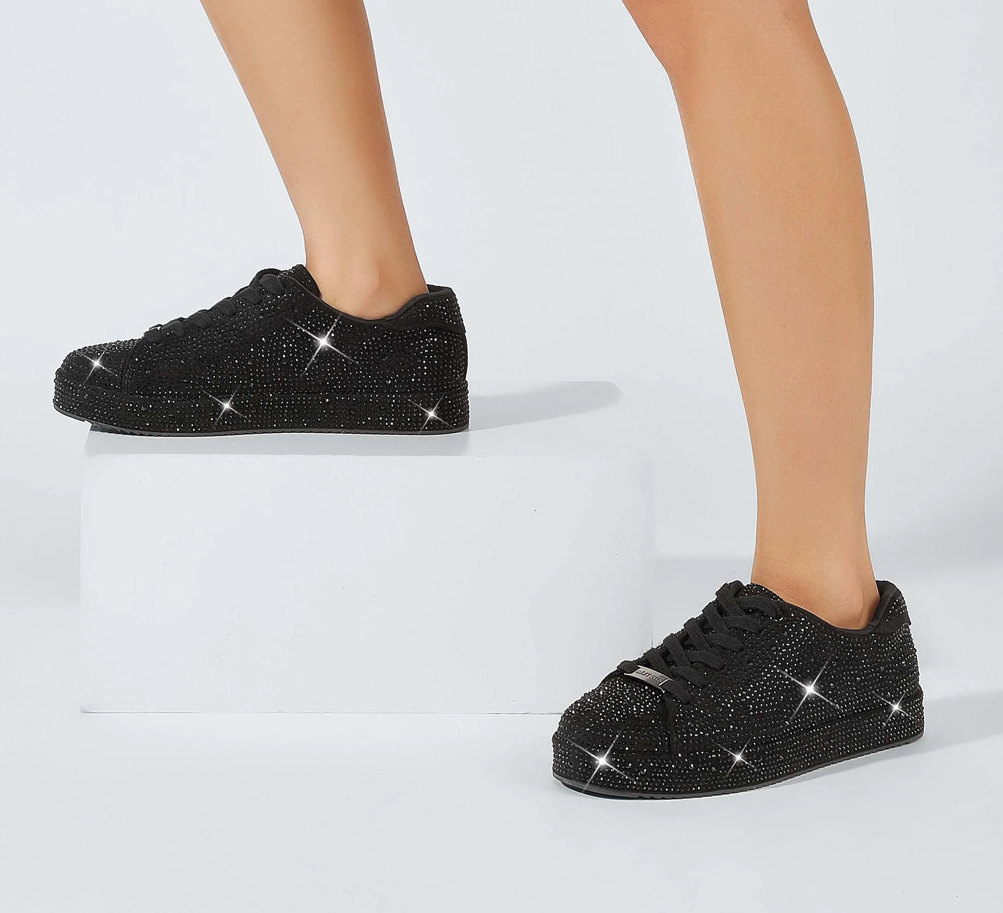 LUCKY STEP Platforma Rhinestone Moda Brokatowe Trampki | Błyszczące Błyszczące Oszałamiające Ślubne Błyszczące Buty dla Kobiet