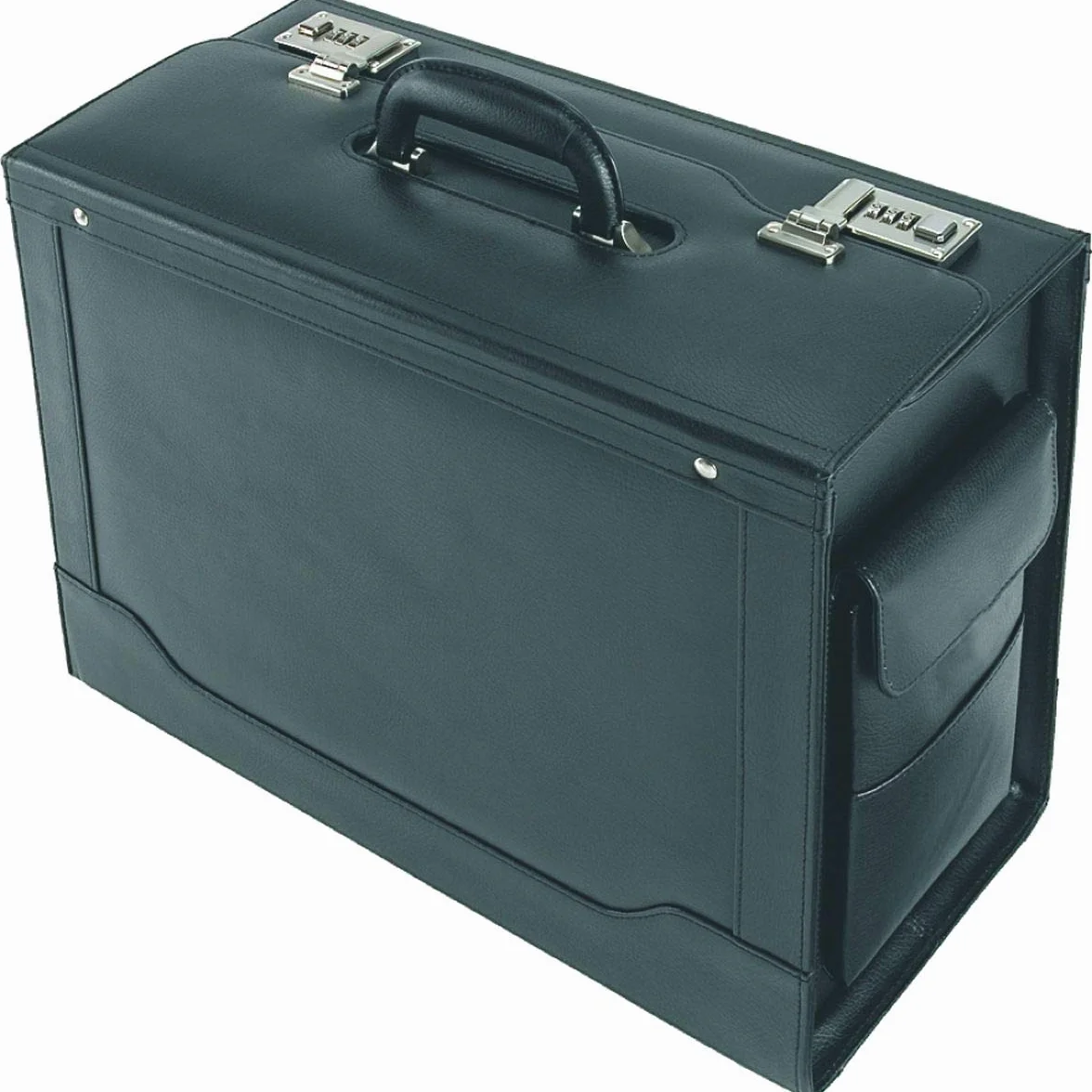 Alassio Ancona, walizka pilotka, aktówka z prawdziwej skóry, bagaż podręczny, walizka na dokumenty z rejestrem wiszącym, walizka 45 cm, 32 litry, czarna