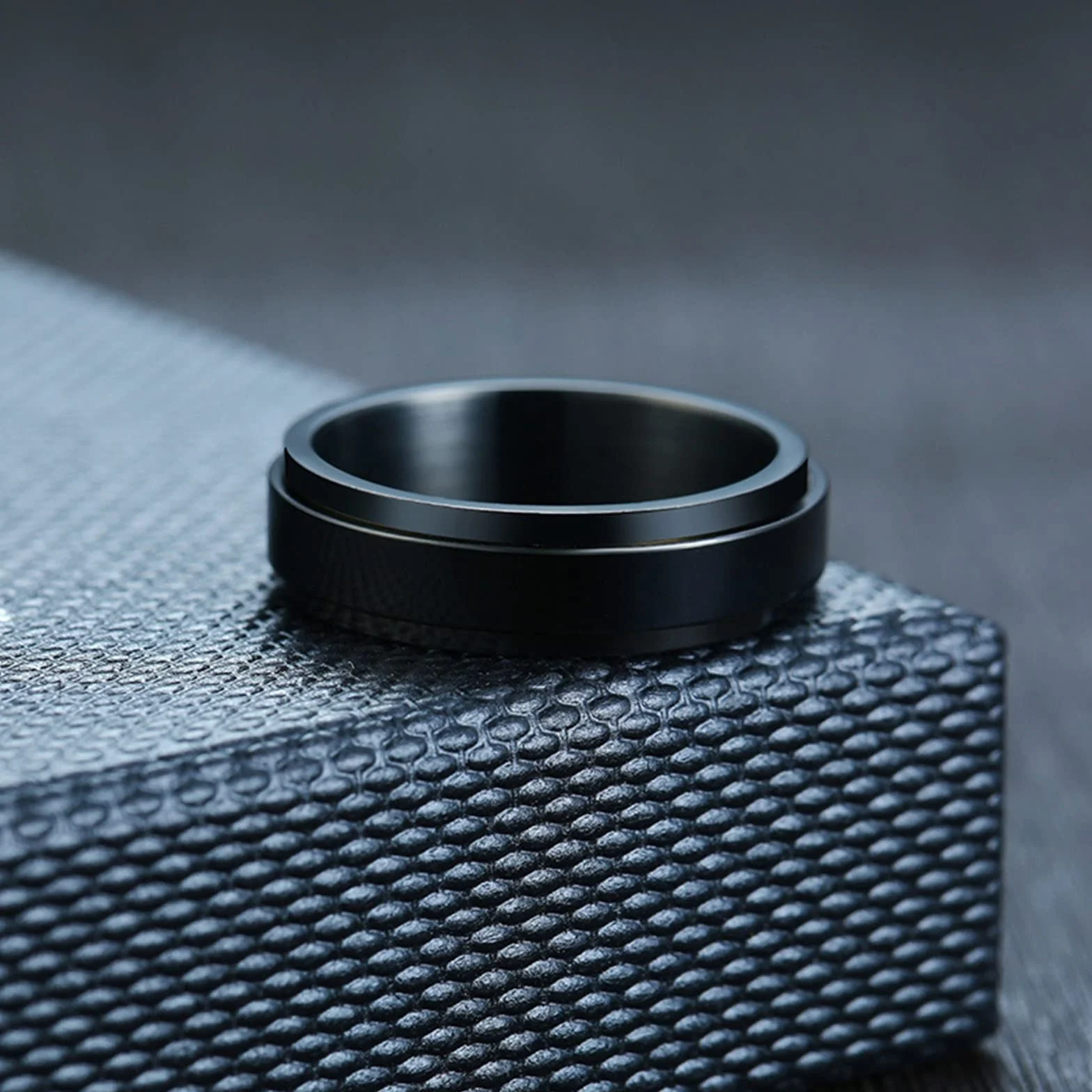 Epinki Pierścionek Fidget męski 6 mm, stal nierdzewna, srebrny/czarny/złoty/różowe złoto, pierścionek spinner, polerowany