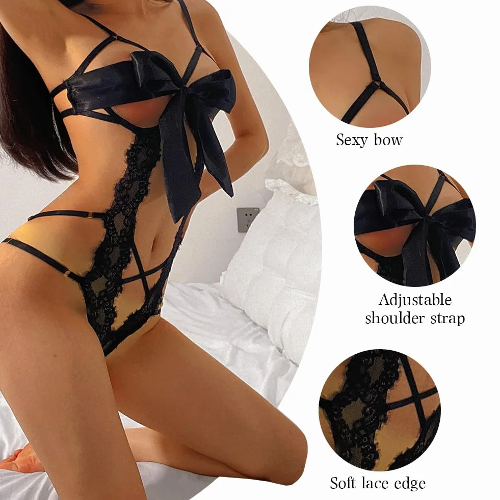 Body Dessous damska koronkowa bielizna babydoll Teddy Bodysuit Mesh koronkowa bielizna Teddy Babydolls Dessous Kombinezon bielizna regulowana dekolt w serek bielizna erotyczna One Piece Bielizna