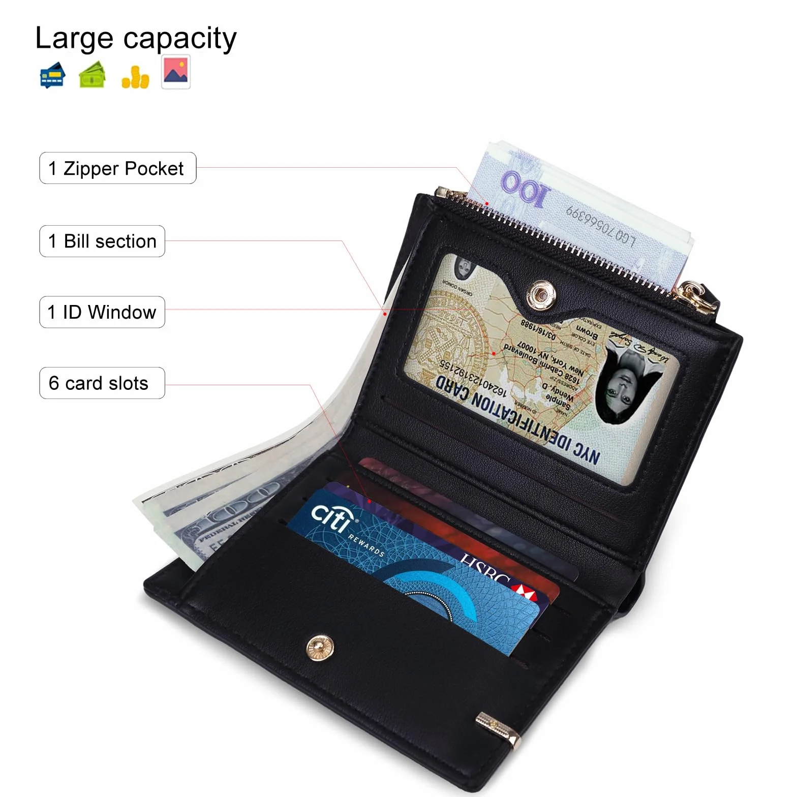 CHAOFANXI Damski portfel skórzany Bifold, mały portfel dla kobiet, mały i krótki rozmiar, z wieloma przegródkami, Różowy, 11.5*9*1.5, Nowoczesny