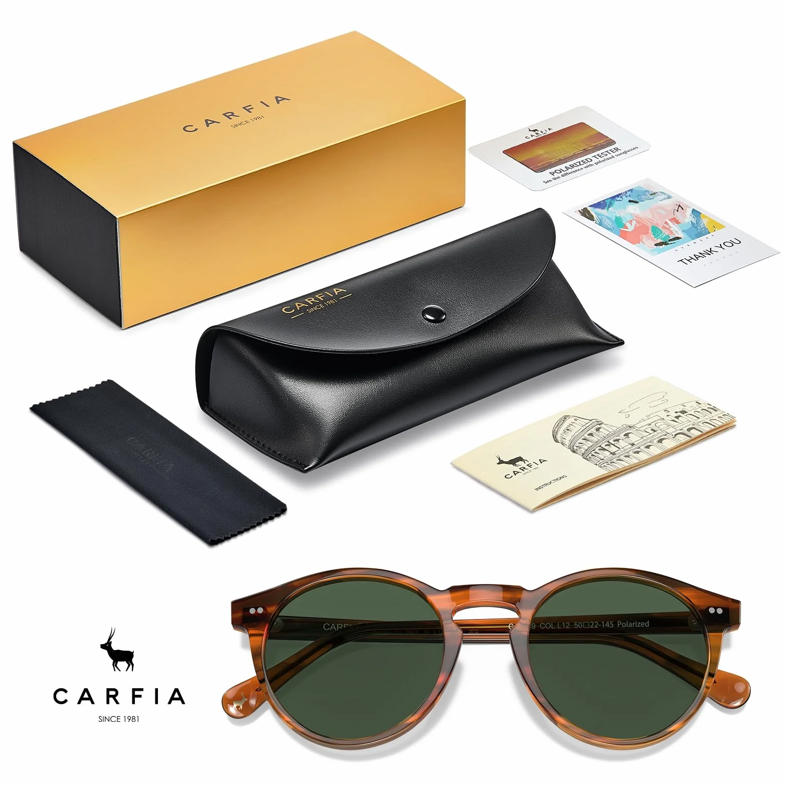 CARFIA Męskie okulary przeciwsłoneczne, z polaryzacją, w stylu vintage, ochrona UV400, do jazdy i podróży