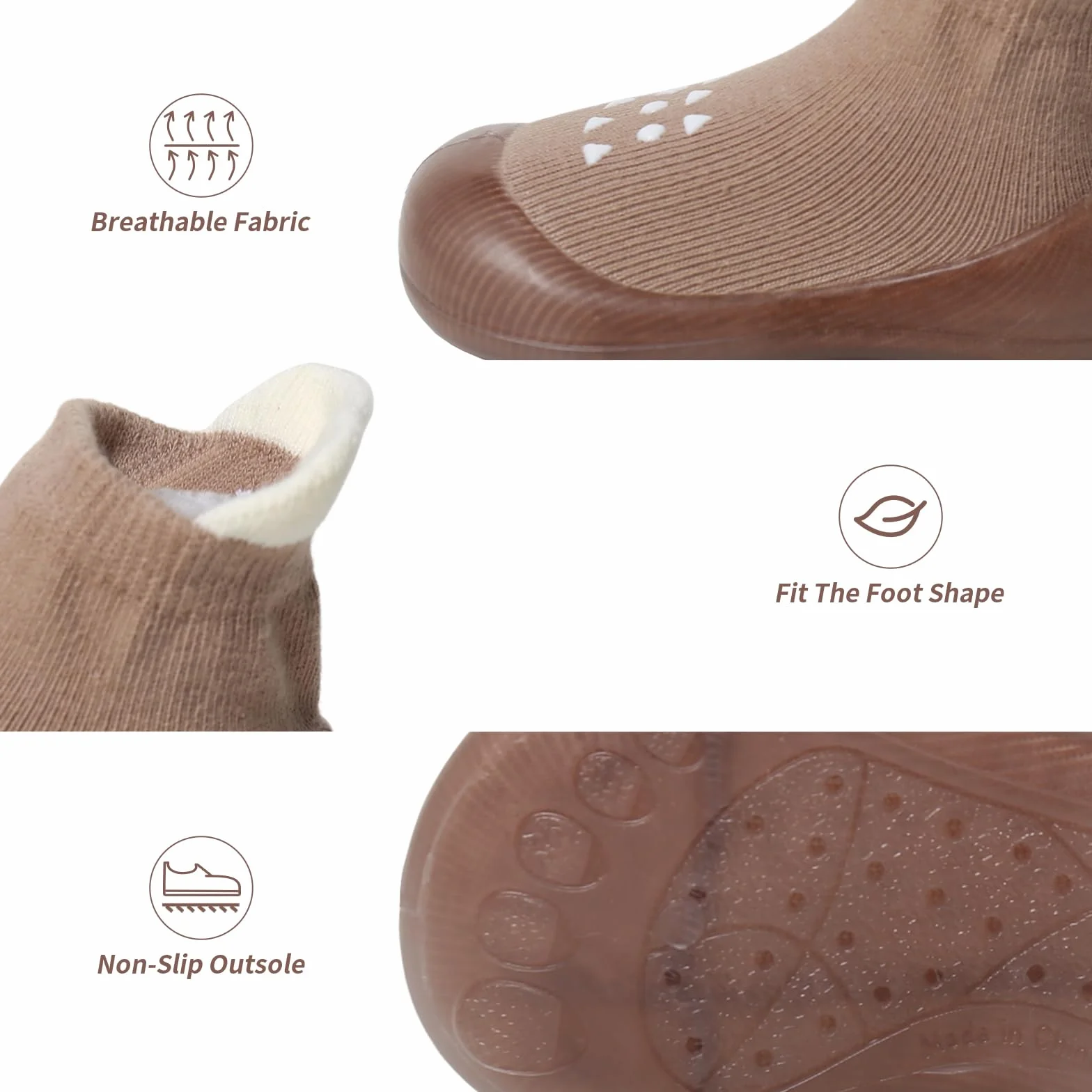 EDOTON Skarpety dla niemowląt, buty do pierwszego chodzenia, antypoślizgowa gumowa podeszwa, trampki, buty outdoorowe dla małych dzieci, chłopców, dziewcząt