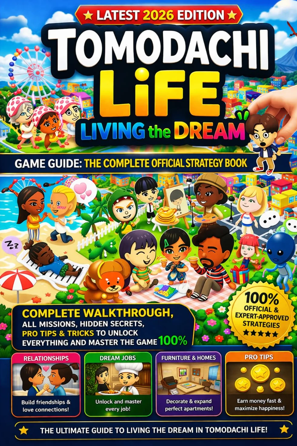 TOMODACHI LIFE: LIVING THE DREAM GAME GUIDE: THE COMPLETE OFFICIAL STRATEGY BOOK: The Complete Walkthrough, All Missions, Hidden Secrets, Pro Tips & ... to Unlock Everything and Master the Game 100%