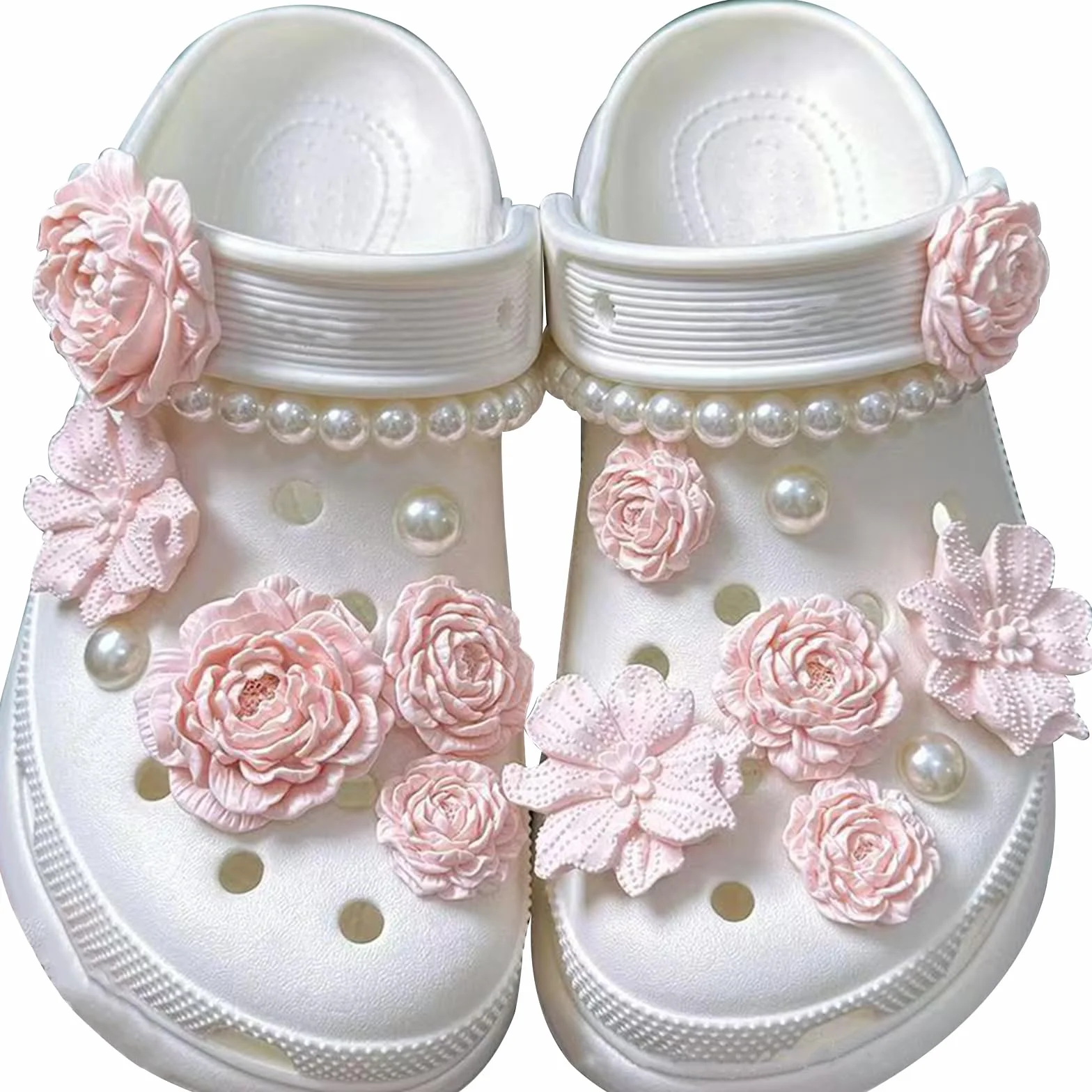 17 sztuk ozdób do butów, różowe kwiaty Shoe Charms, zawieszki do butów urocze i słodkie, zdejmowane wtyczki do butów, przypinki do butów dla butów DIY dekoracje