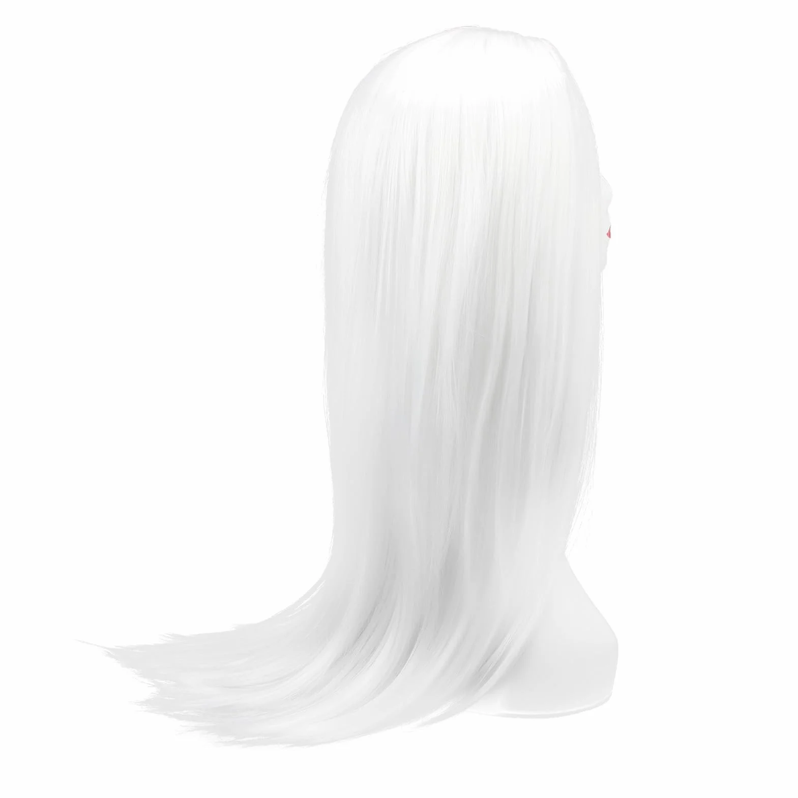 Długa Biała Peruka z Prostymi Włosami, Damskie Długie Proste Syntetyczne Białe Peruki na imprezę Cosplay Halloween Anime