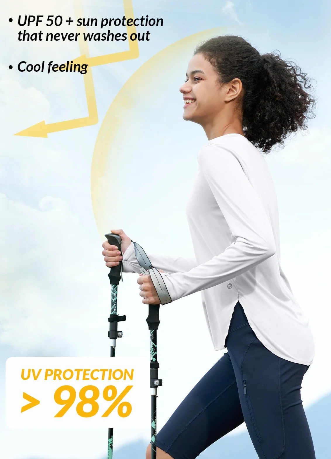 BALEAF Damska koszulka z długim rękawem UV Activewear koszulka z długim rękawem UPF 50+ Longslevee ochrona przed promieniowaniem UV ochrona przed słońcem Rashguards koszulka sportowa
