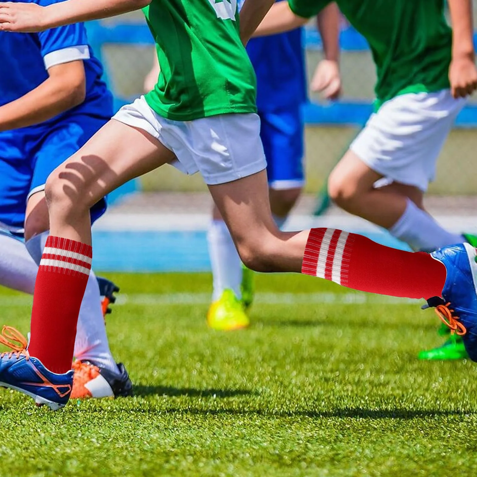4 pary skarpet sportowych, dziecięce skarpety piłkarskie, chłopięce skarpety piłkarskie, 4 kolory dziecięce długie oddychające skarpety sportowe, skarpety treningowe dla chłopców i dziewczynek