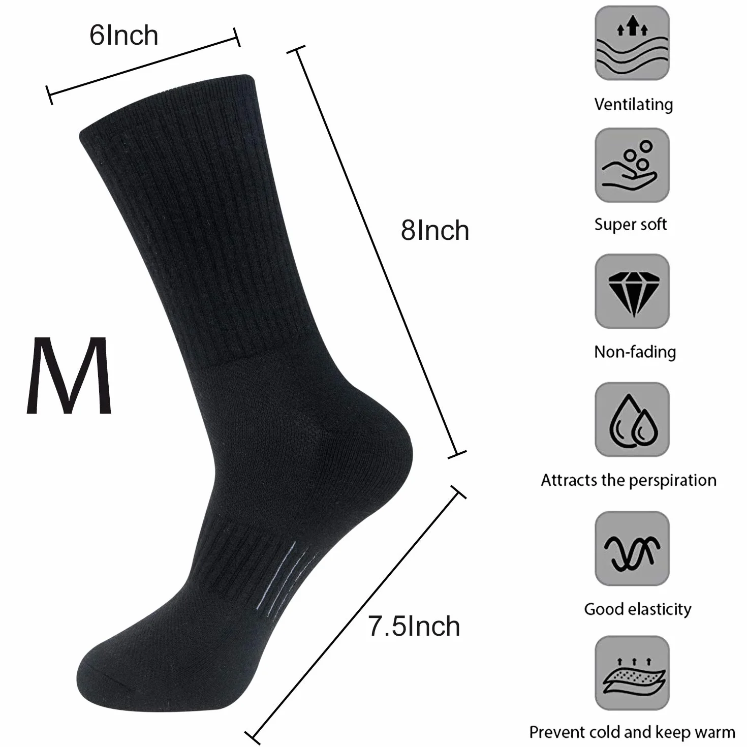 Chalier Cozy 80% skarpety z wełny merynosów, 2 pary, męskie, termiczne, sportowe, grube, ciepłe, zimowe, rekreacja, spacery na świeżym powietrzu, wędrówki, trekking, wspinaczka, Szary/czarny, 40-43 EU