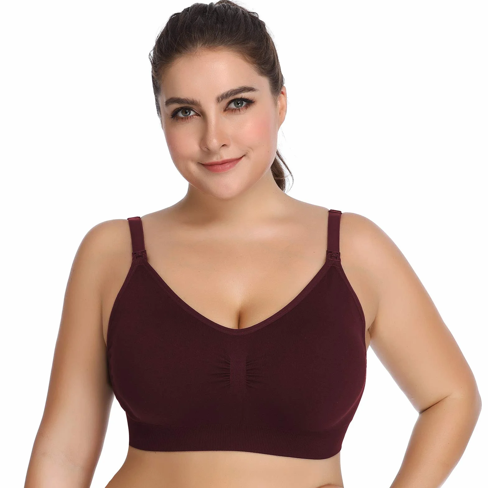 Womens Seamless Nursing Bra Sleeping Maternity Bralette for Breastfeeding Color Black Beige Red Size L