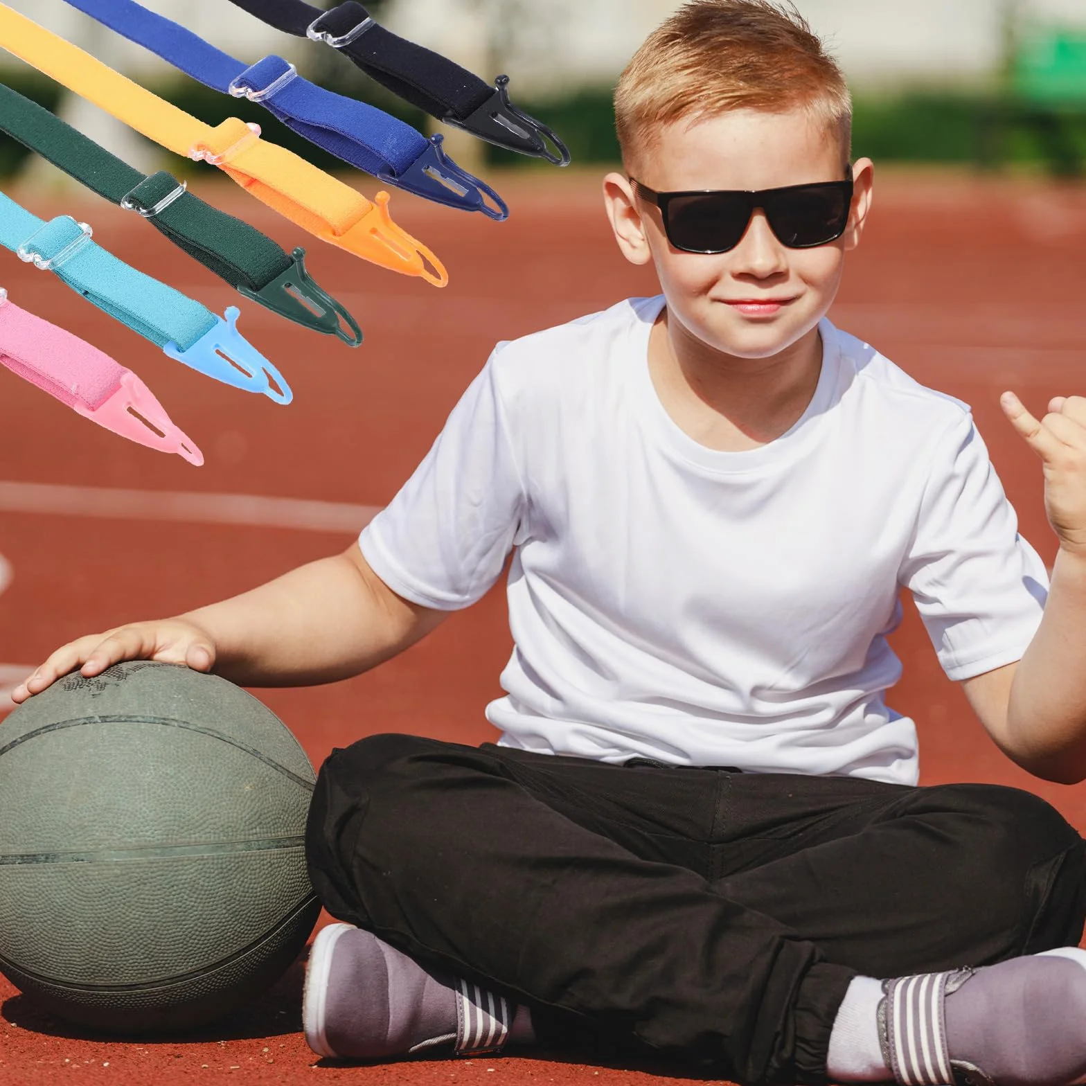 JIEYAO 6 szt. pasek do okularów dla dzieci, regulowany pasek do okularów, uchwyt na okulary przeciwsłoneczne, elastyczne uchwyty do okularów, bezpieczny sportowy pasek do okularów dla dzieci,
