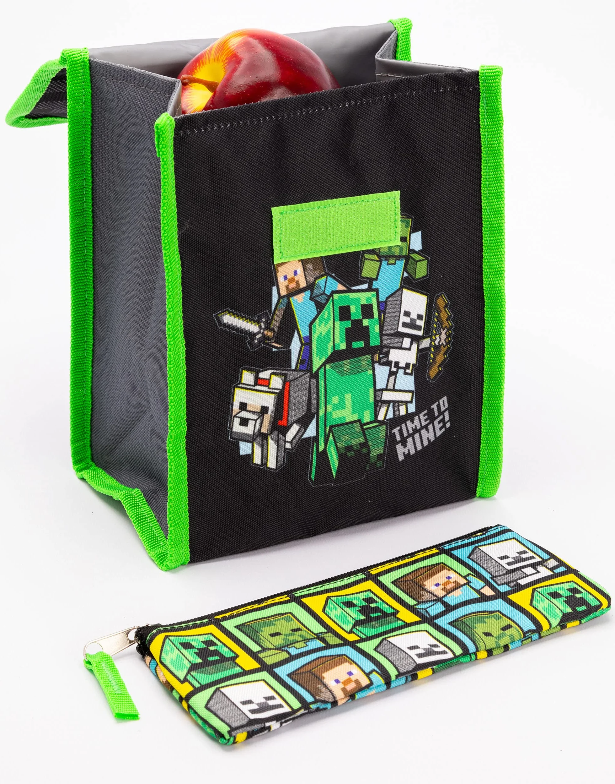 Minecraft Plecak i pudełko na lunch dla dzieci Plecak szkolny 5 sztuk jeden rozmiar, czarny, jeden rozmiar, czarny, Taille unique