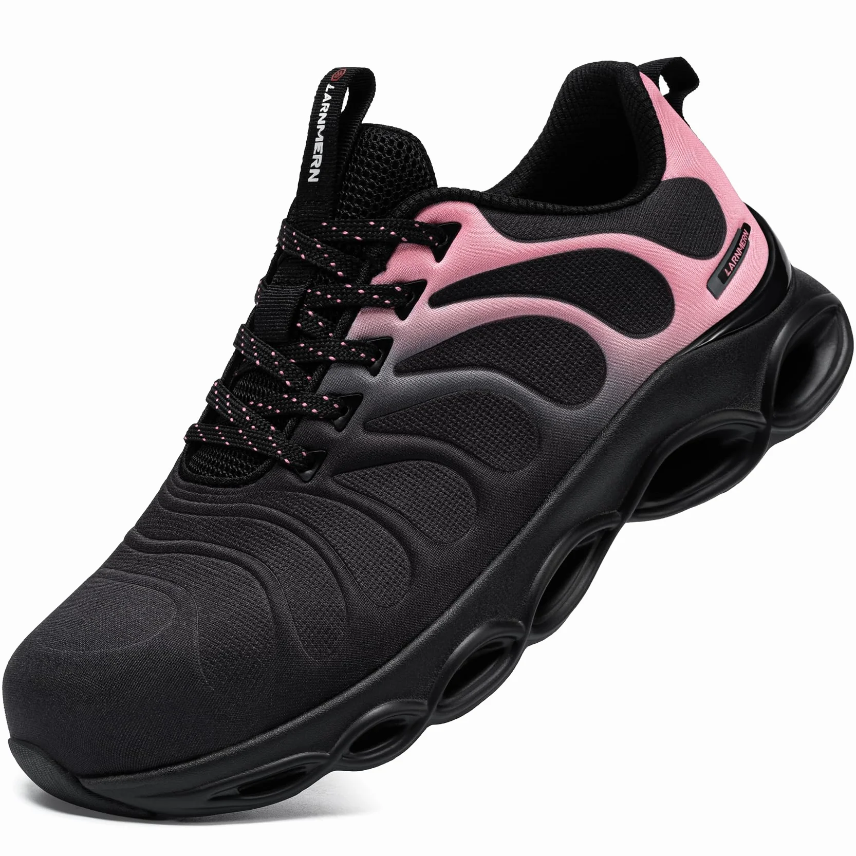 LARNMERN Buty sportowe ze stalowym noskiem, męskie, ochronne, damskie, lekkie buty ochronne, amortyzacja, moda, oddychające, wygodne buty robocze, 35-40, Brzoskwiniowy Róż, 37 EU