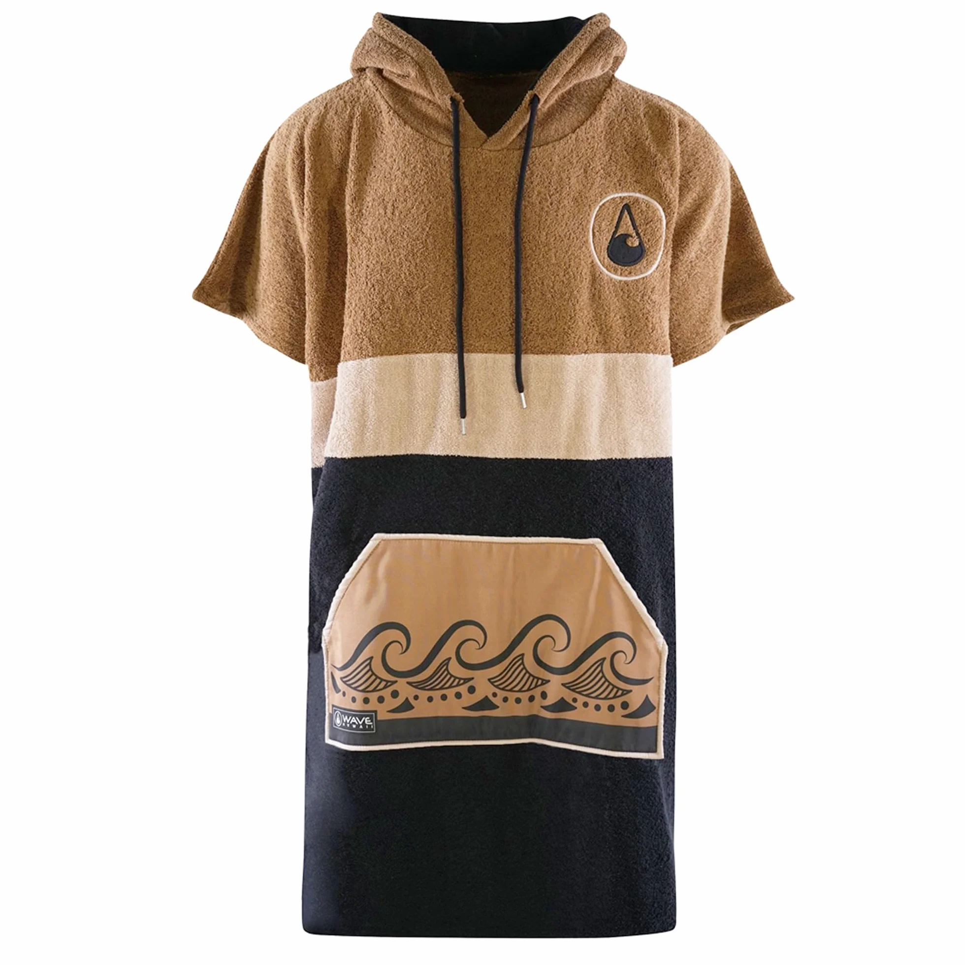 WAVE HAWAII Cumbuco ponczo surfingowe do wzrostu 160-190 cm, 95% ekologicznej bawełny, pomoc w przebieraniu, na plażę, do surfowania, ręcznik kąpielowy, ponczo prysznicowe, dla kobiet, mężczyzn i dorosłych, brązowy, M