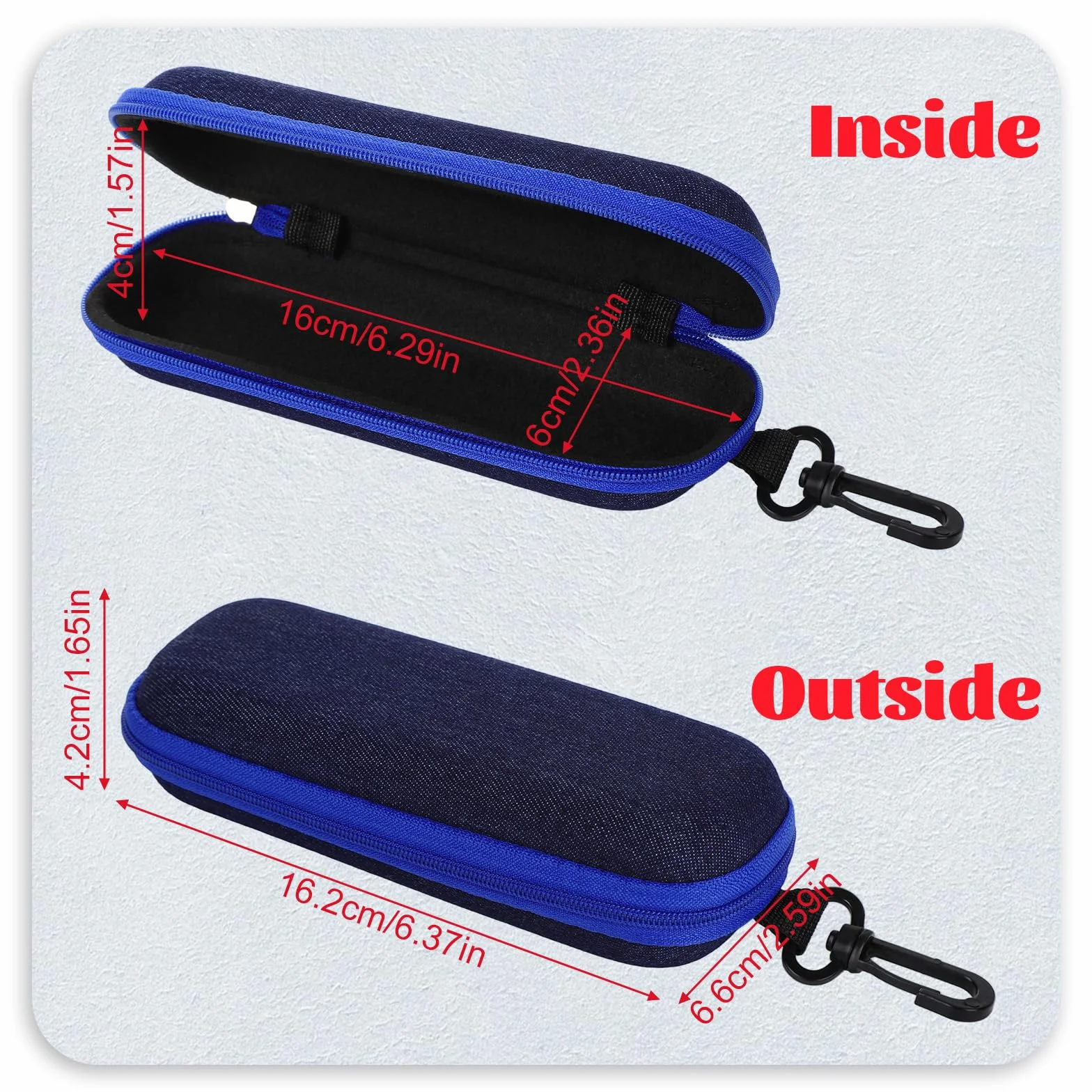 4 sztuki EVA przenośne etui na okulary, twarde etui, z karabińczykiem i zamkiem błyskawicznym, pudełko na okulary dla kobiet i mężczyzn, etui ze ściereczką z mikrofibry na okulary przeciwsłoneczne