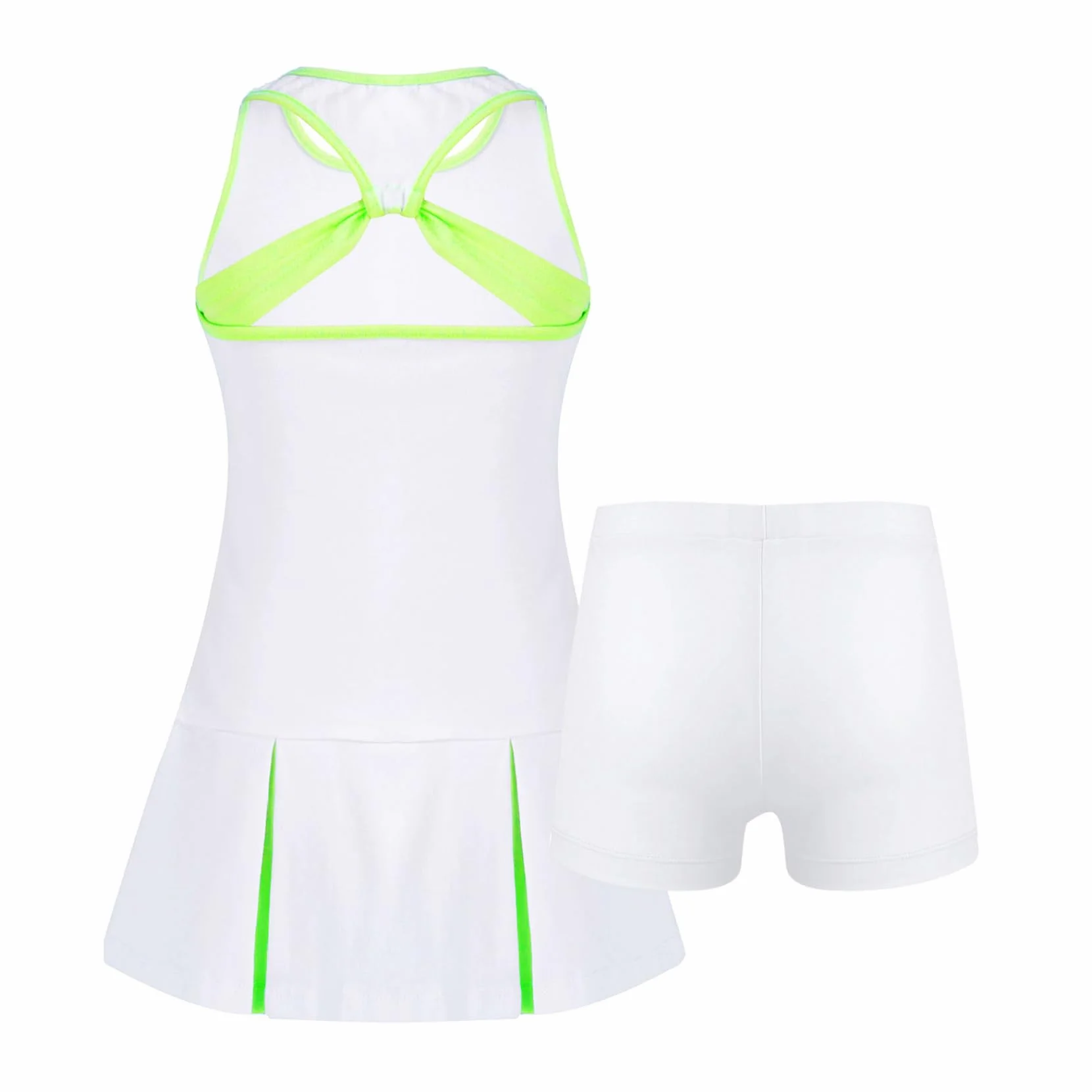 3-częściowy zestaw sportowy dla dziewcząt, sukienka tenisowa, tank top ze spódnicą, tenisem, golfem, badmintonem, sportowym dresem, fitnessu, tańcem, jogą