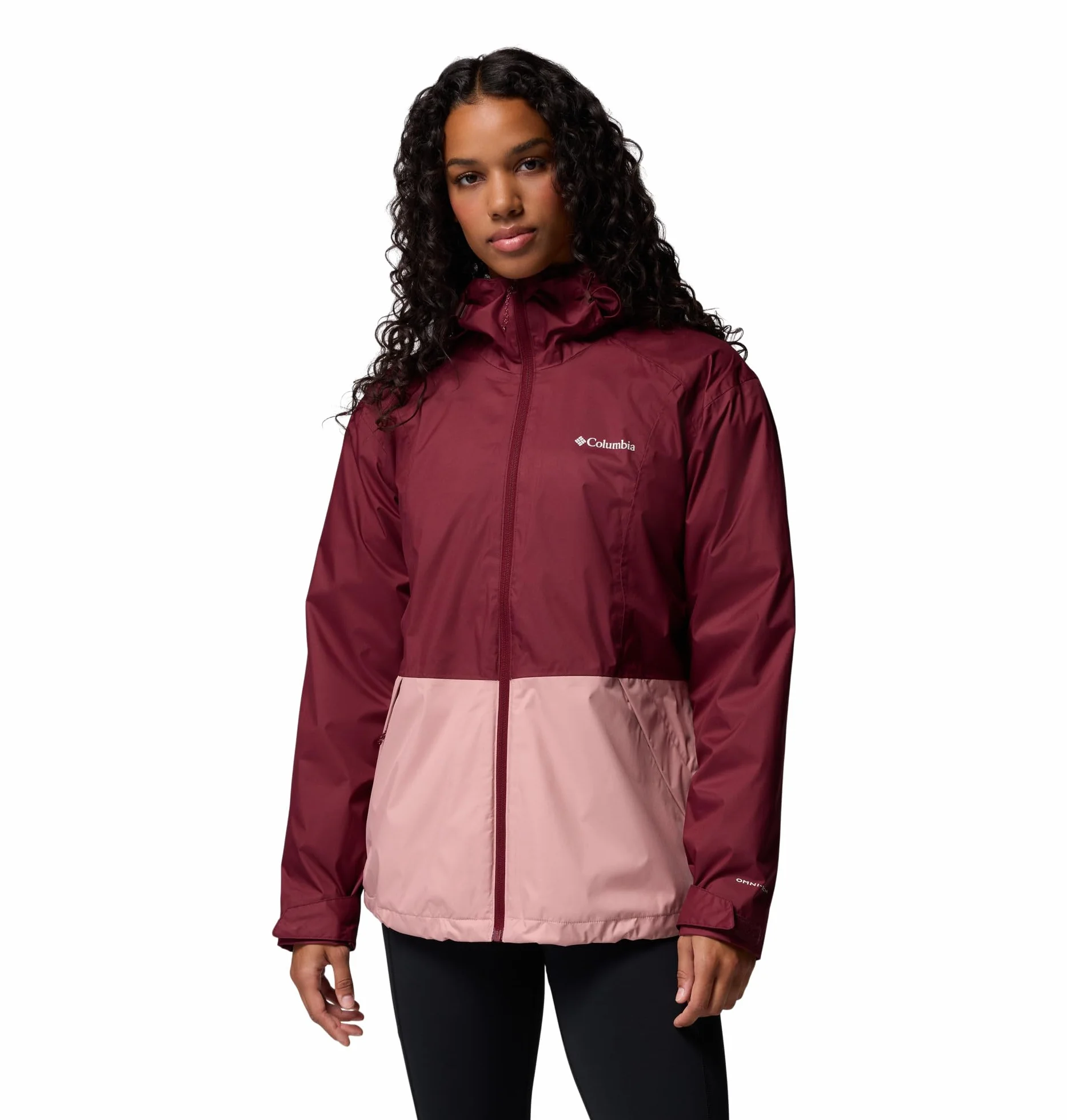 Columbia Damska kurtka Inner Limits 3, wodoodporna kurtka przeciwdeszczowa, bogate wino, gumka do ścierania, różowa, XL