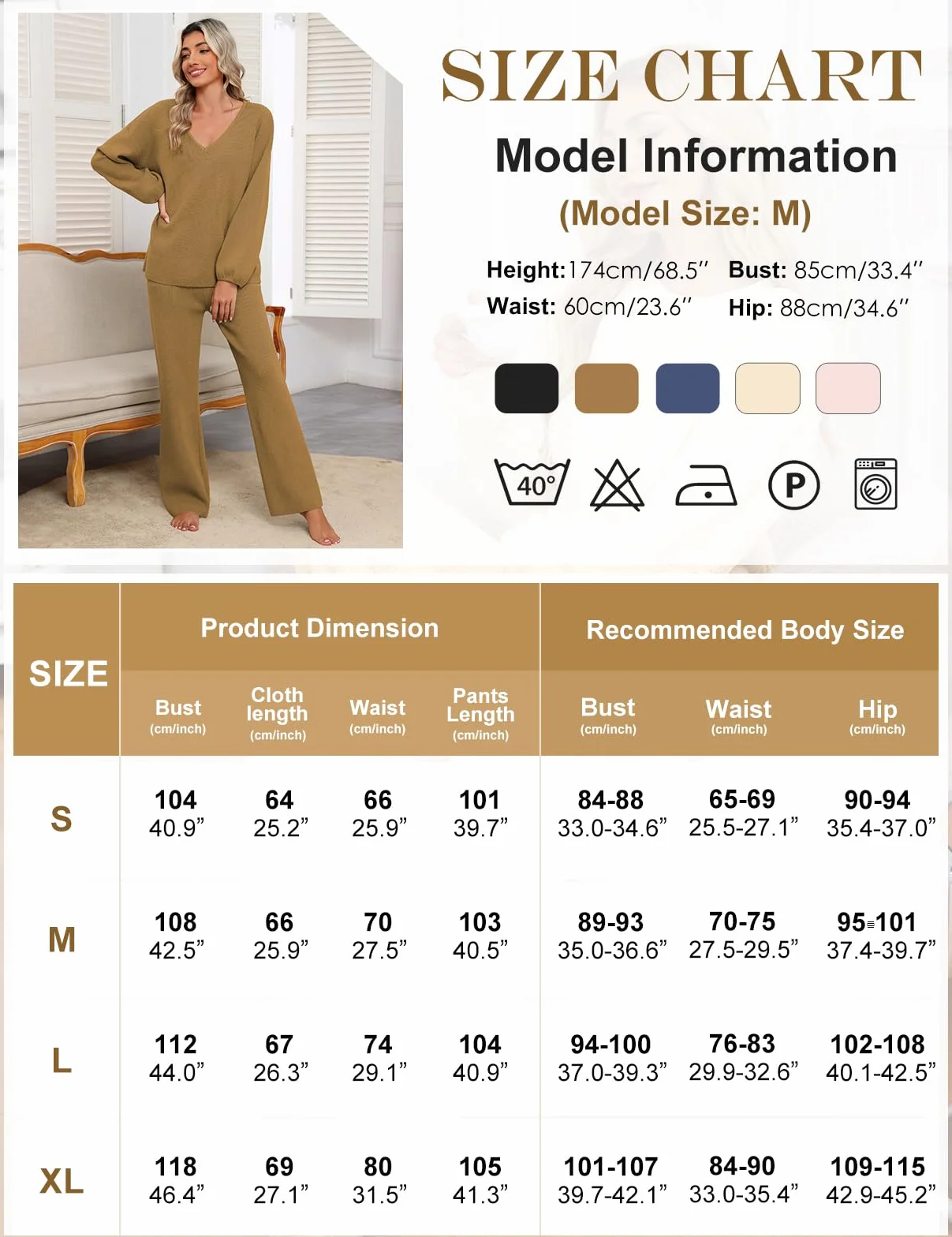 Dwuczęściowy damski elegancki strój domowy, przytulny, z długim rękawem, luźny dres treningowy, zestaw wypoczynkowy, prążkowany, dekolt w serek, 2-częściowy strój rekreacyjny z swetrem z