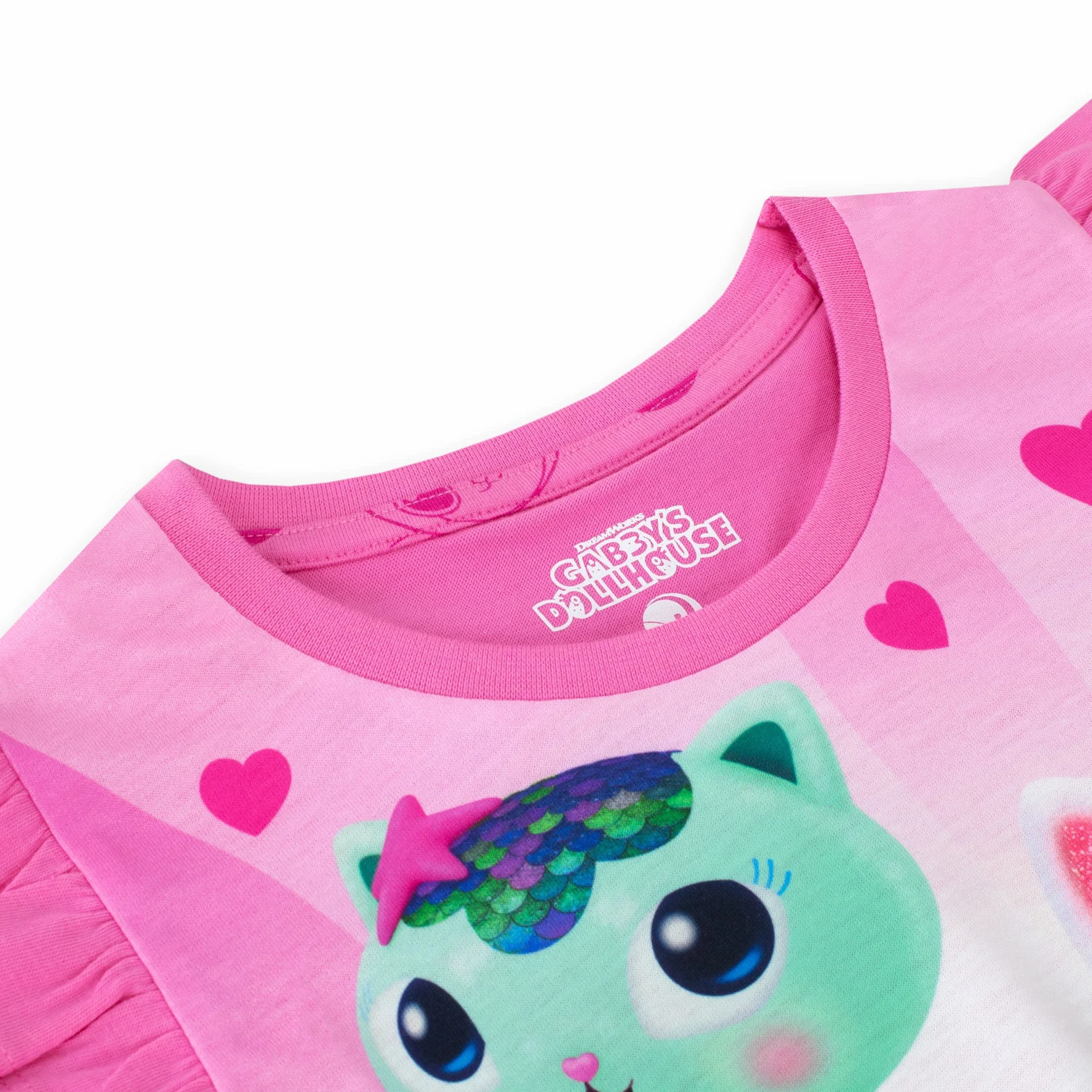DreamWorks Girls Gabby's Dollhouse Pyjamas Short Frill Sleeve Pyjama Set For Kids