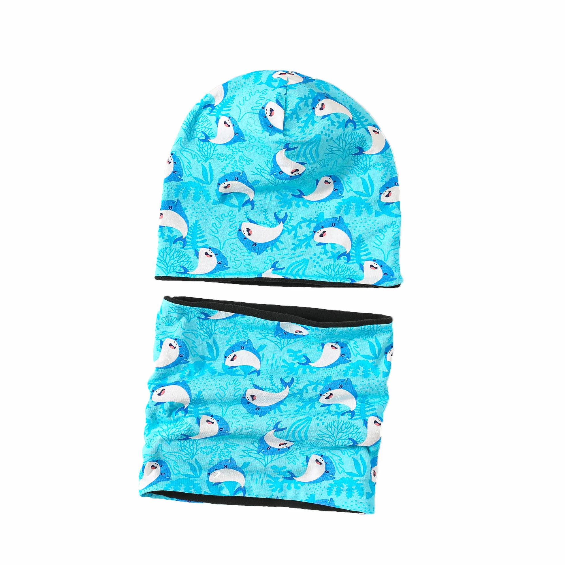 MAKFORT Dziecięca czapka beanie, szalik, szal kominowy, zestaw z bawełny, szal dla chłopców i dziewczynek, na jesień, wiosnę, zimę