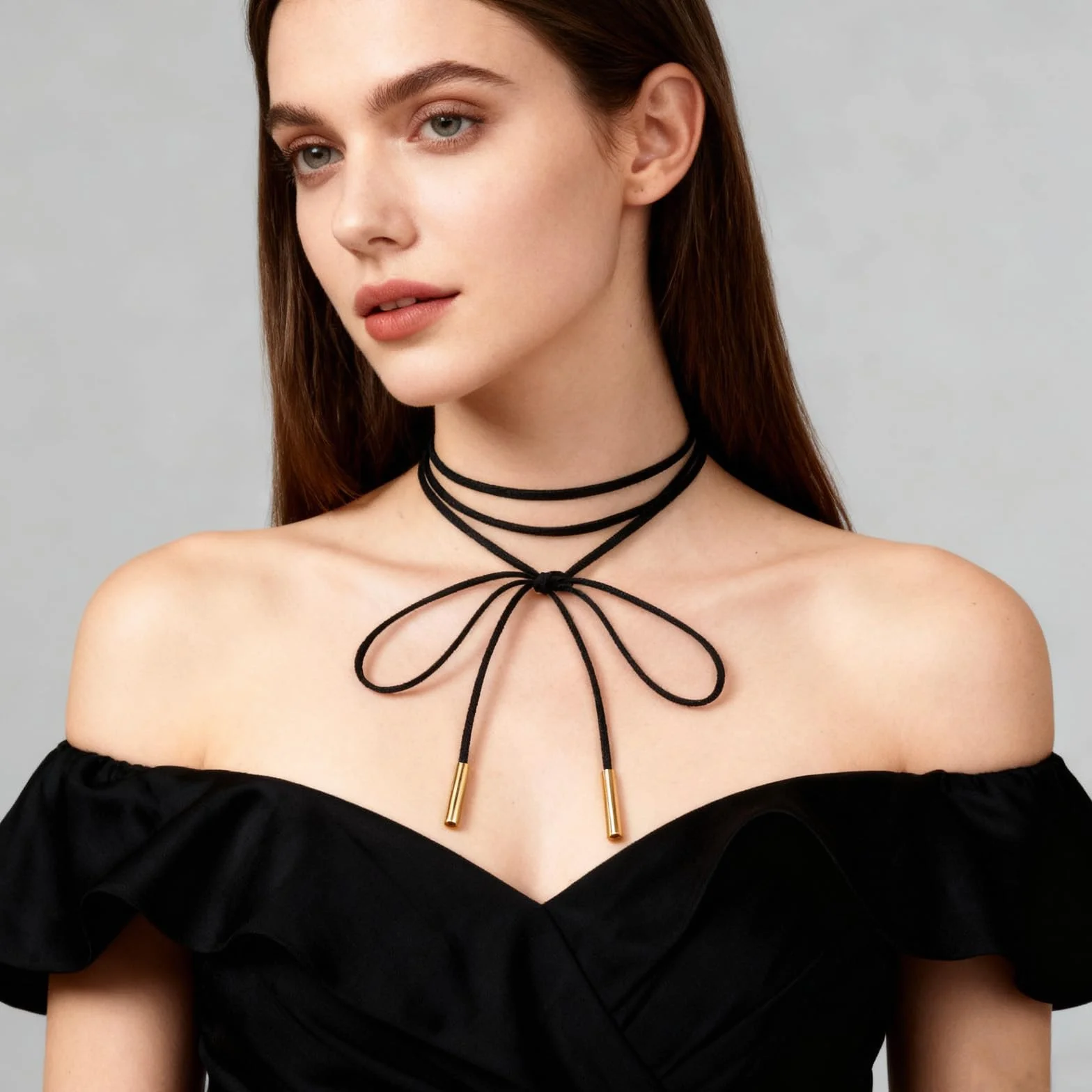1 x długi naszyjnik typu choker dla kobiet, naszyjnik damski, welurowy, czarny, gotycki naszyjnik z kokardką, styl vintage, na urodziny, Halloween, Boże Narodzenie