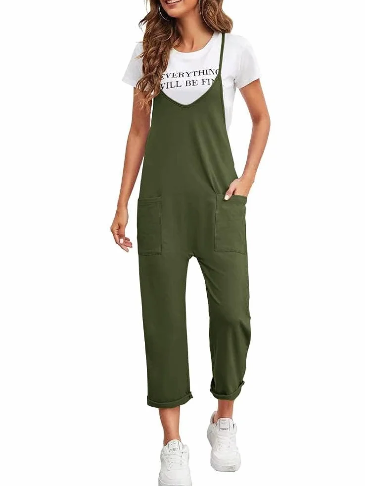 Damskie ogrodniczki retro letnie spodnie kombinezony kombinezon spodnie na szelkach lniane na co dzień luźny kombinezon szerokie nogawki długie spodnie