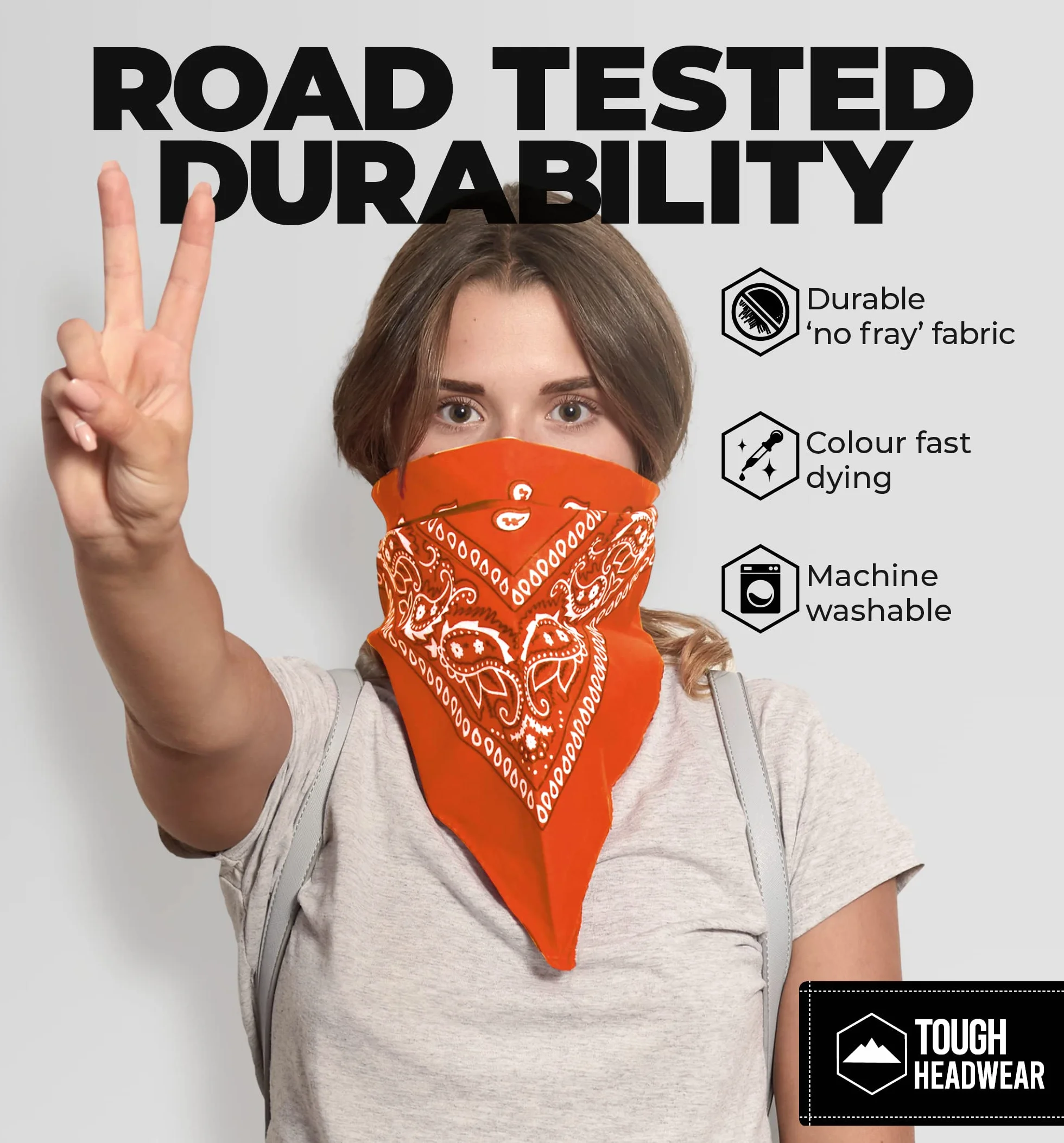 Tough Headwear Duża bandana opaska na głowę - chustka bandany dla mężczyzn i kobiet - Paisley Bandana Pack - szalik kowbojski