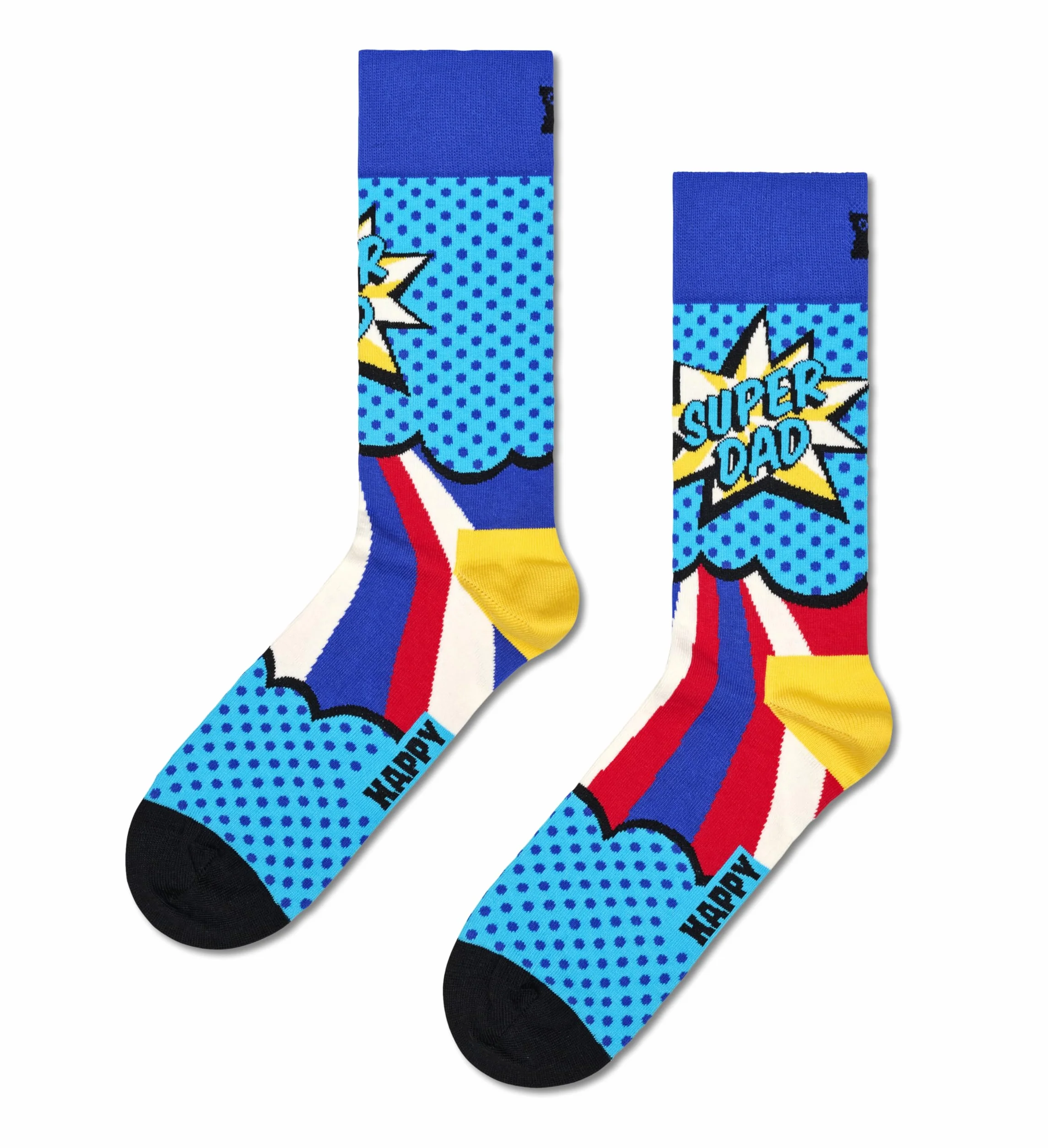 Happy Socks Super Dad Bawełniane Skarpetki Męskie Niebieskie 41-46