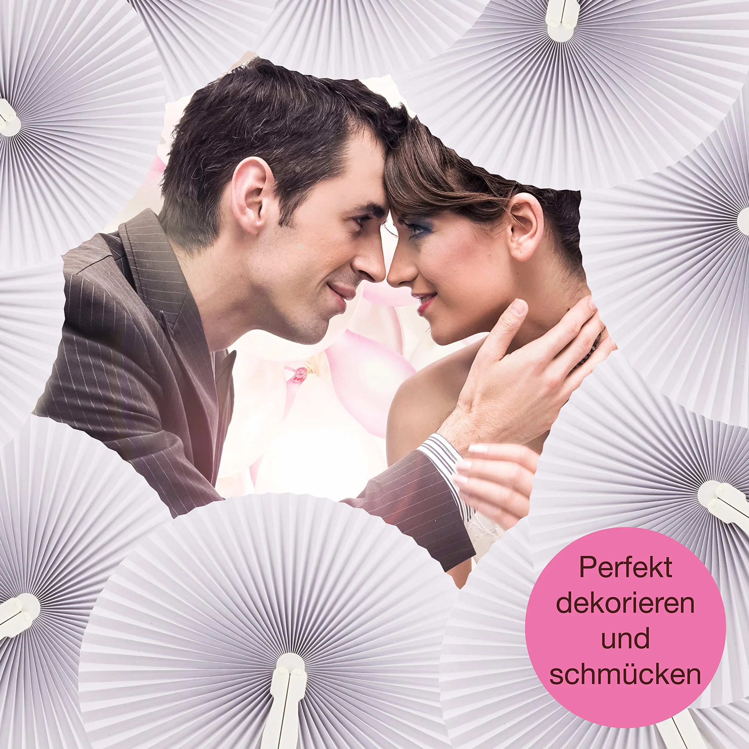 WeddingTree ® 60 x składany wachlarz, biały papierowy wachlarz, pomaga gościom zachować spokój, prezenty dla gości, wesele, przyjęcie, taniec brzucha flamenco