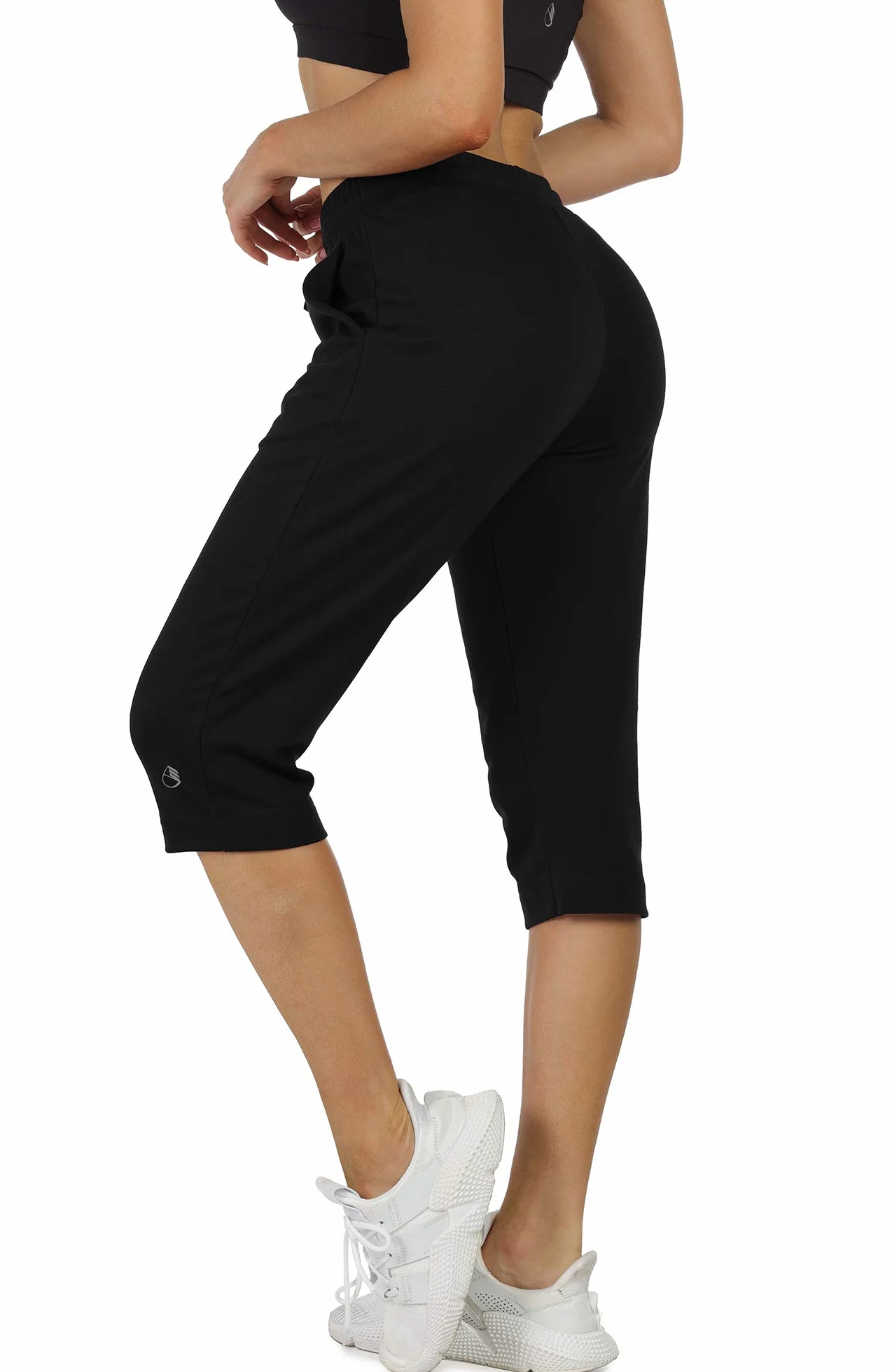 icyzone Damskie spodnie do biegania 3/4 spodnie sportowe, spodnie treningowe, proste nogawki, spodnie rekreacyjne, spodnie z kieszenią