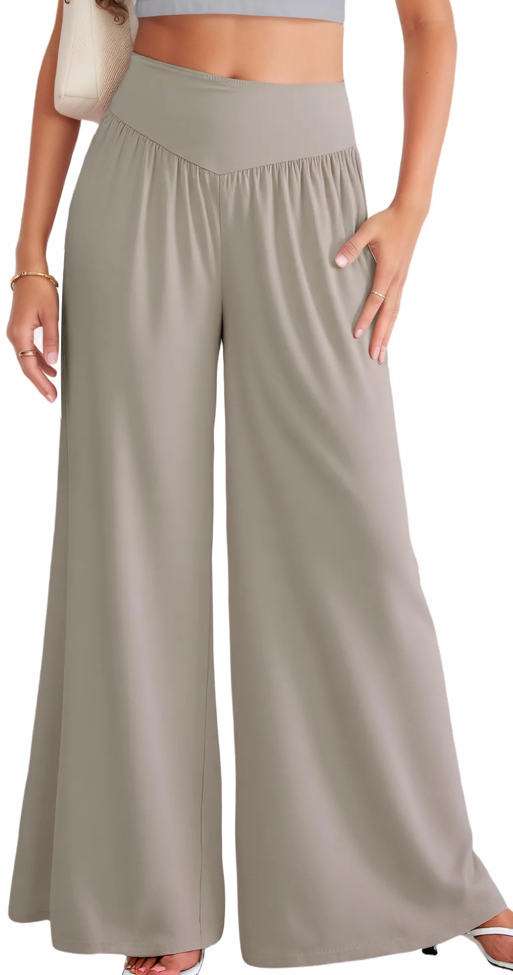 SEAUR Palazzo spodnie damskie, długie spodnie do tańca, do tańca brzucha, pilatesu, jogi, luźne, szerokie nogawki, spodnie letnie, miękkie spodnie rekreacyjne, S-XXL