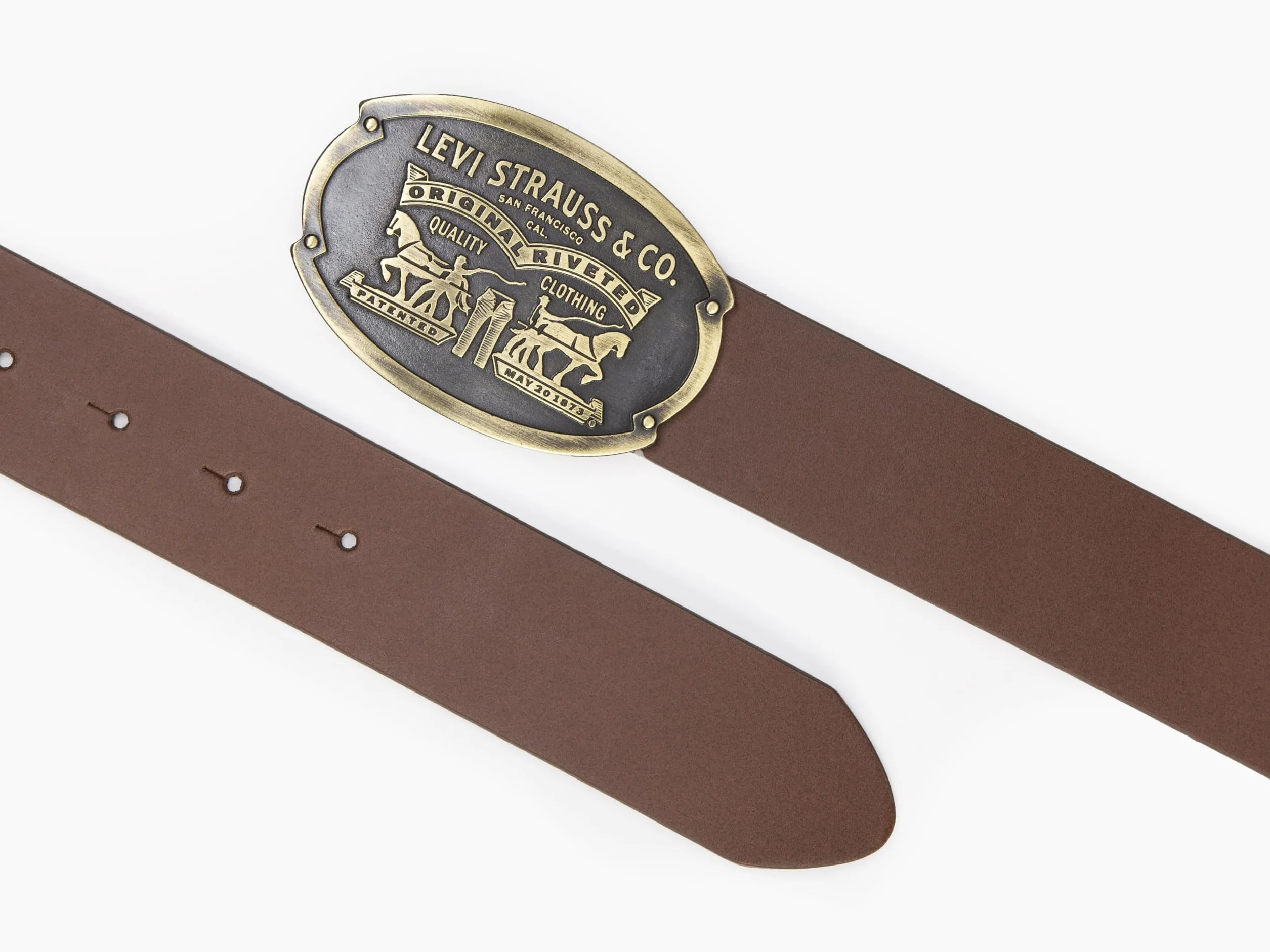 Levi's Billy Plate Belt Mixed, średni brązowy, 120