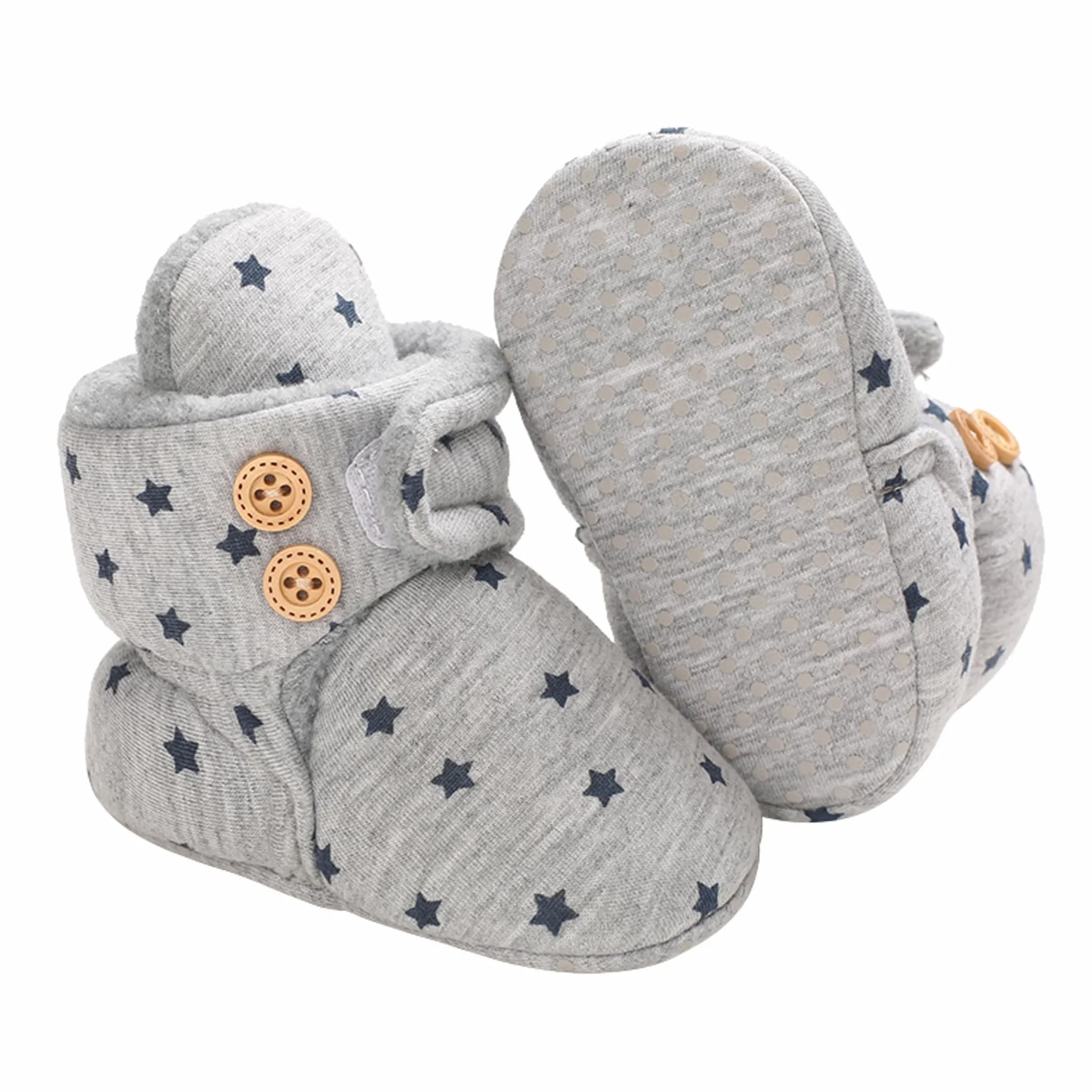 Przytulne polarowe buciki dziecięce z bawełnianą podszewką, antypoślizgowe i miękkie podeszwy buty dla noworodka 0-18 miesięcy skarpety buty unisex kapcie dziecięce zimowe ciepłe buty