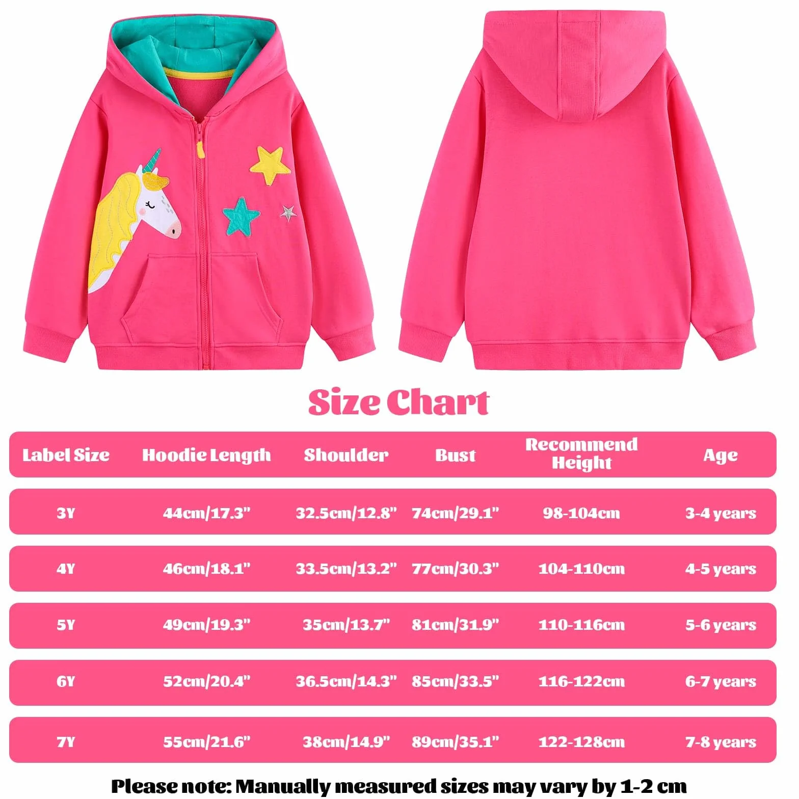 Bluza z kapturem z zamkiem błyskawicznym dla dziewczynki, chłopca, bawełniana kurtka z długim rękawem z kieszeniami, jednorożec traktor bluza z kapturem wiosna jesień casualowe ubrania szkolne